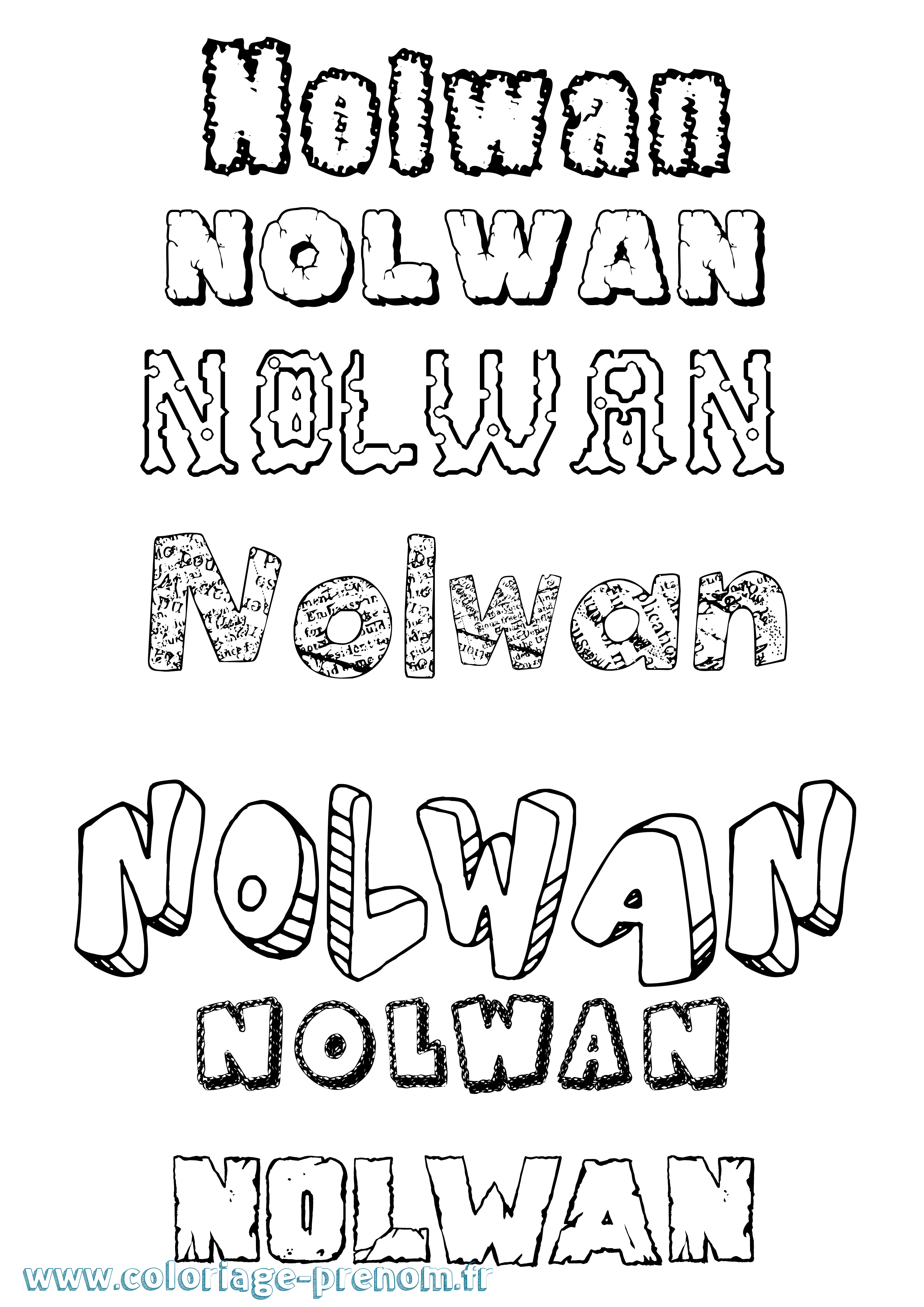 Coloriage Nolwan Destructuré Coloriage prénom Nolwan Destructuré