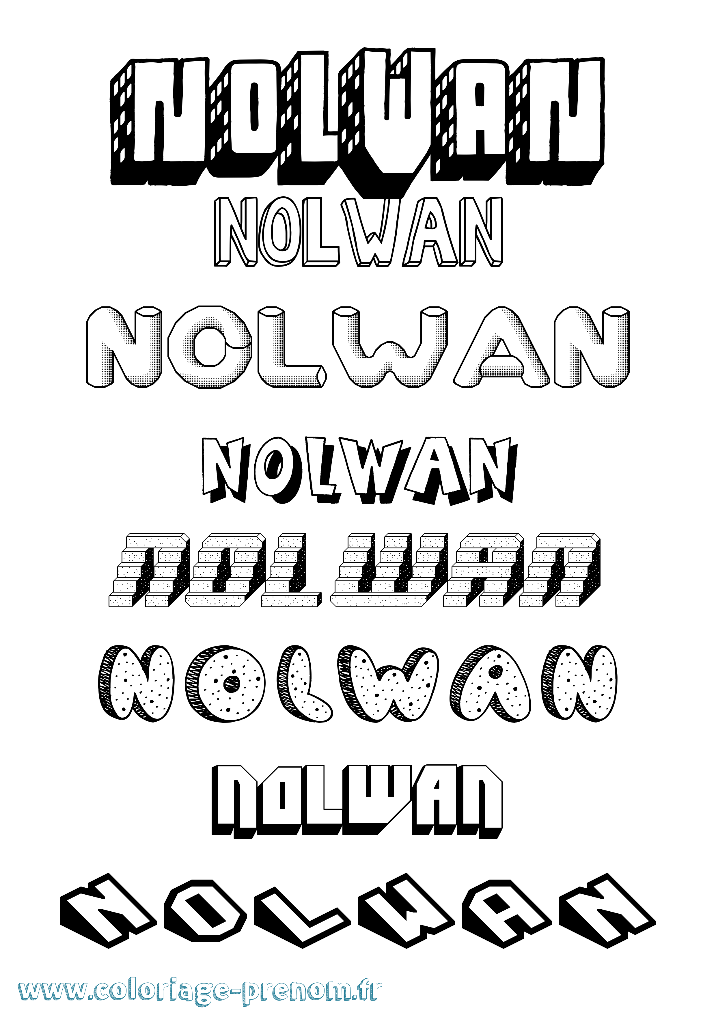 Coloriage Nolwan Effet 3D Coloriage prénom Nolwan Effet 3D