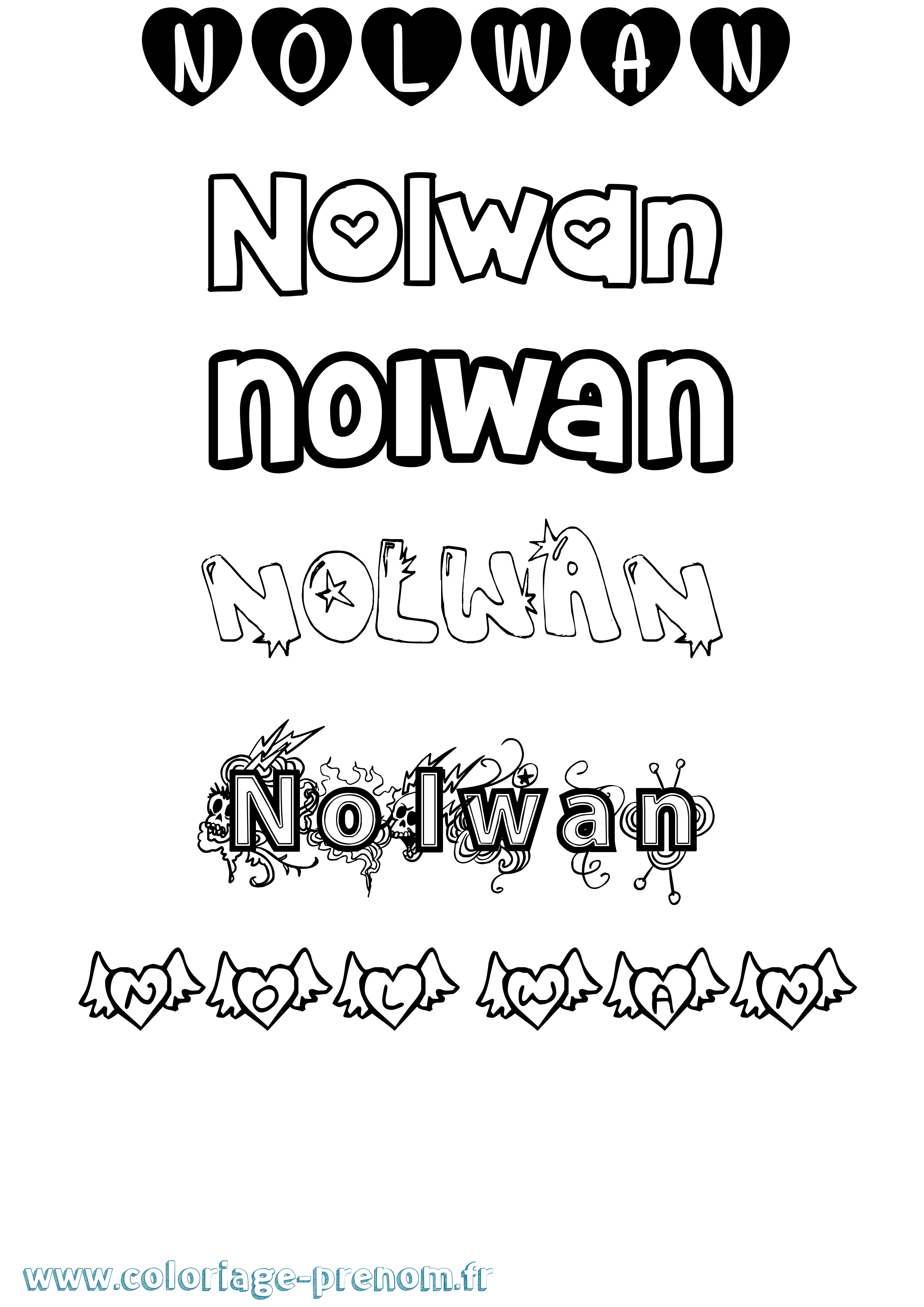 Coloriage Nolwan Girly Coloriage prénom Nolwan Girly
