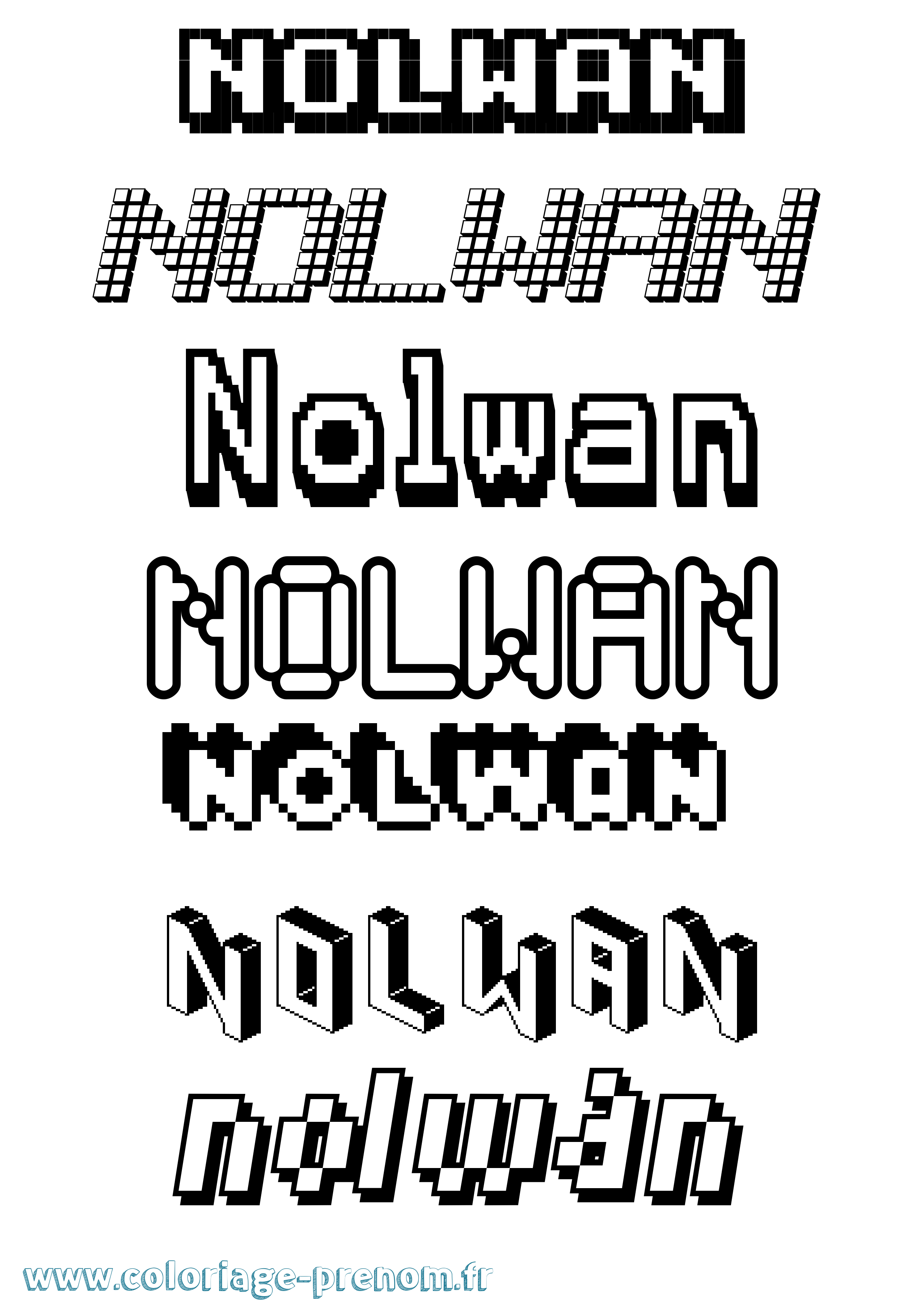 Coloriage Nolwan Pixel Coloriage prénom Nolwan Pixel