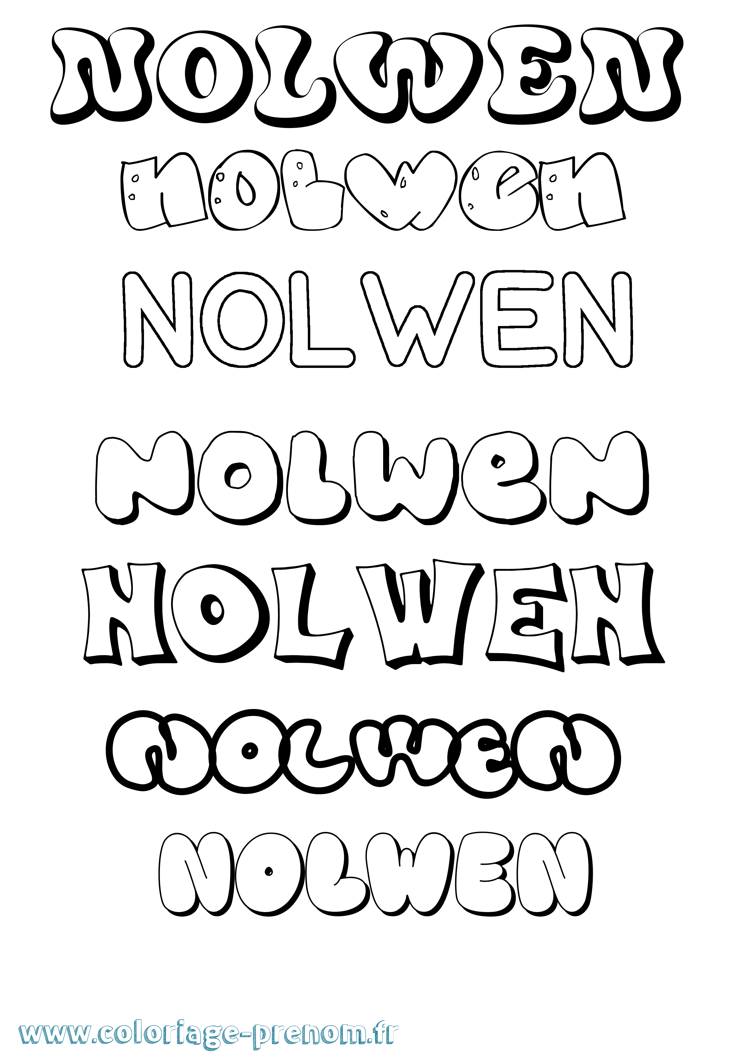 Coloriage Nolwen Bubble Coloriage prénom Nolwen Bubble