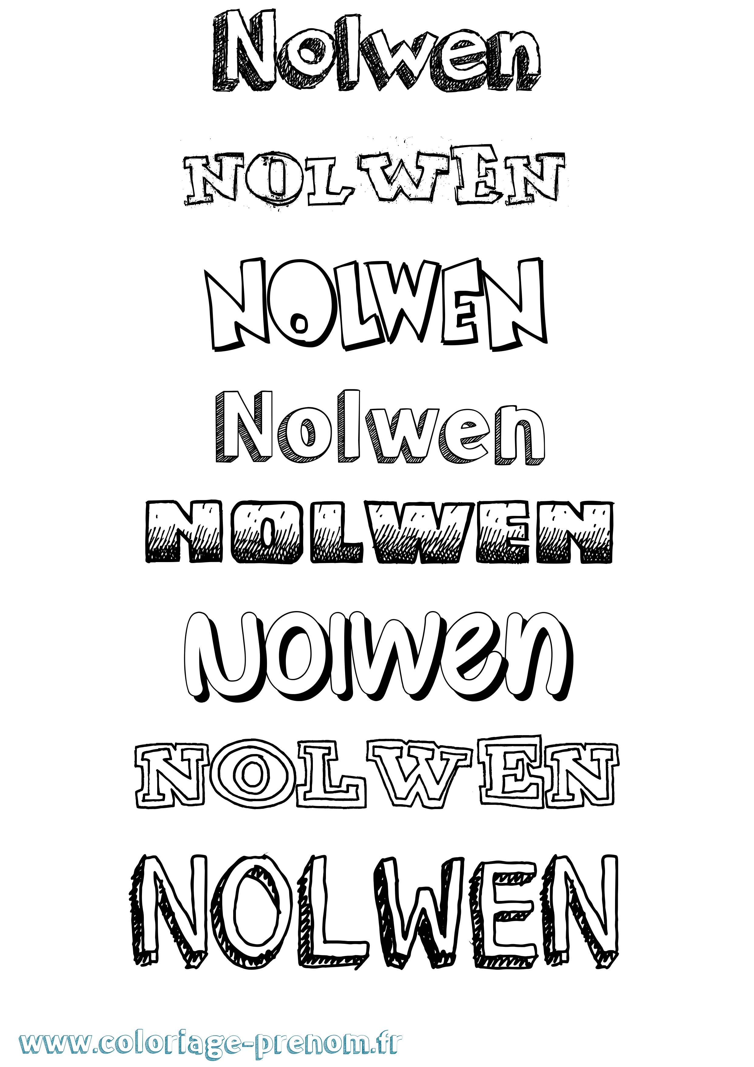Coloriage Nolwen Dessiné Coloriage prénom Nolwen Dessiné