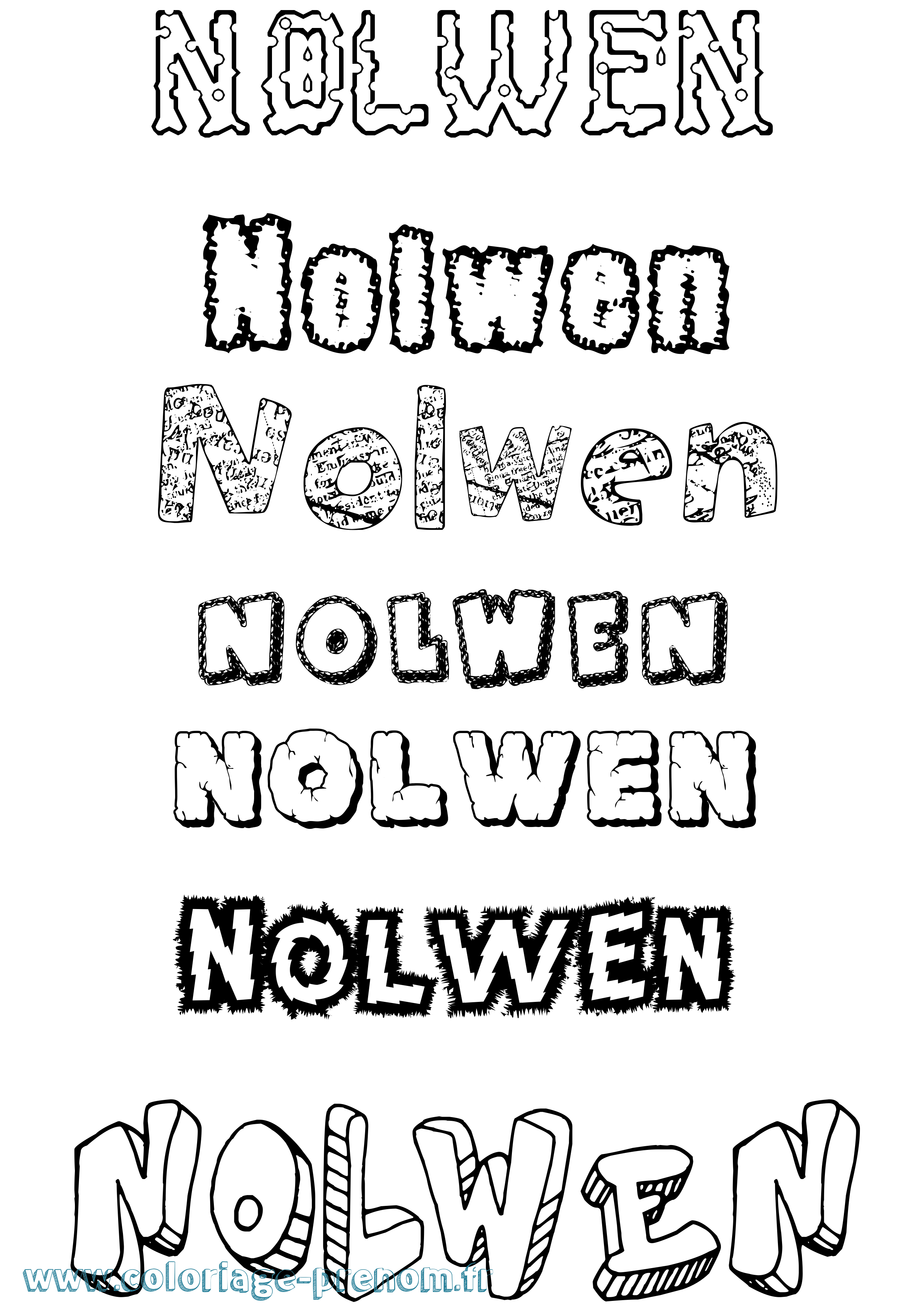 Coloriage Nolwen Destructuré Coloriage prénom Nolwen Destructuré