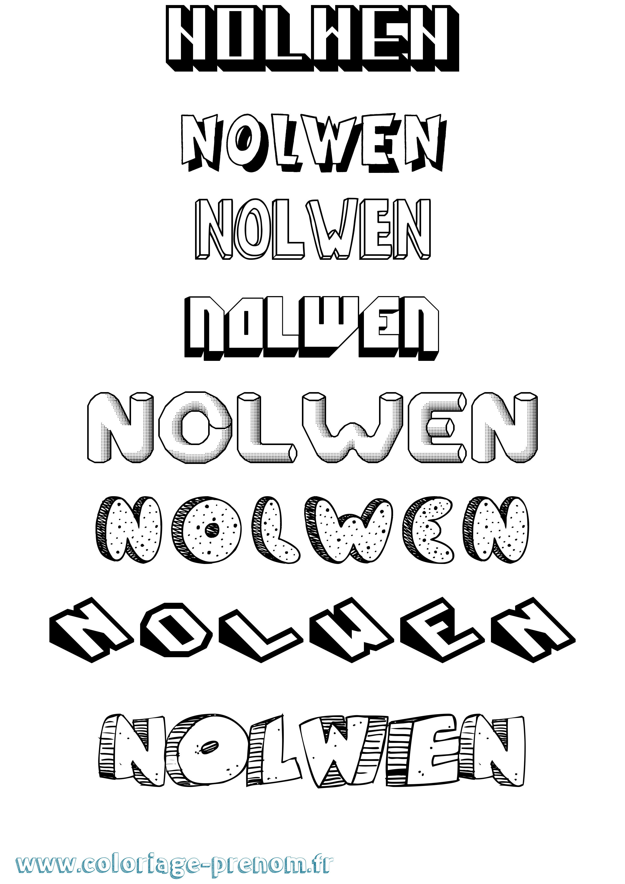 Coloriage Nolwen Effet 3D Coloriage prénom Nolwen Effet 3D