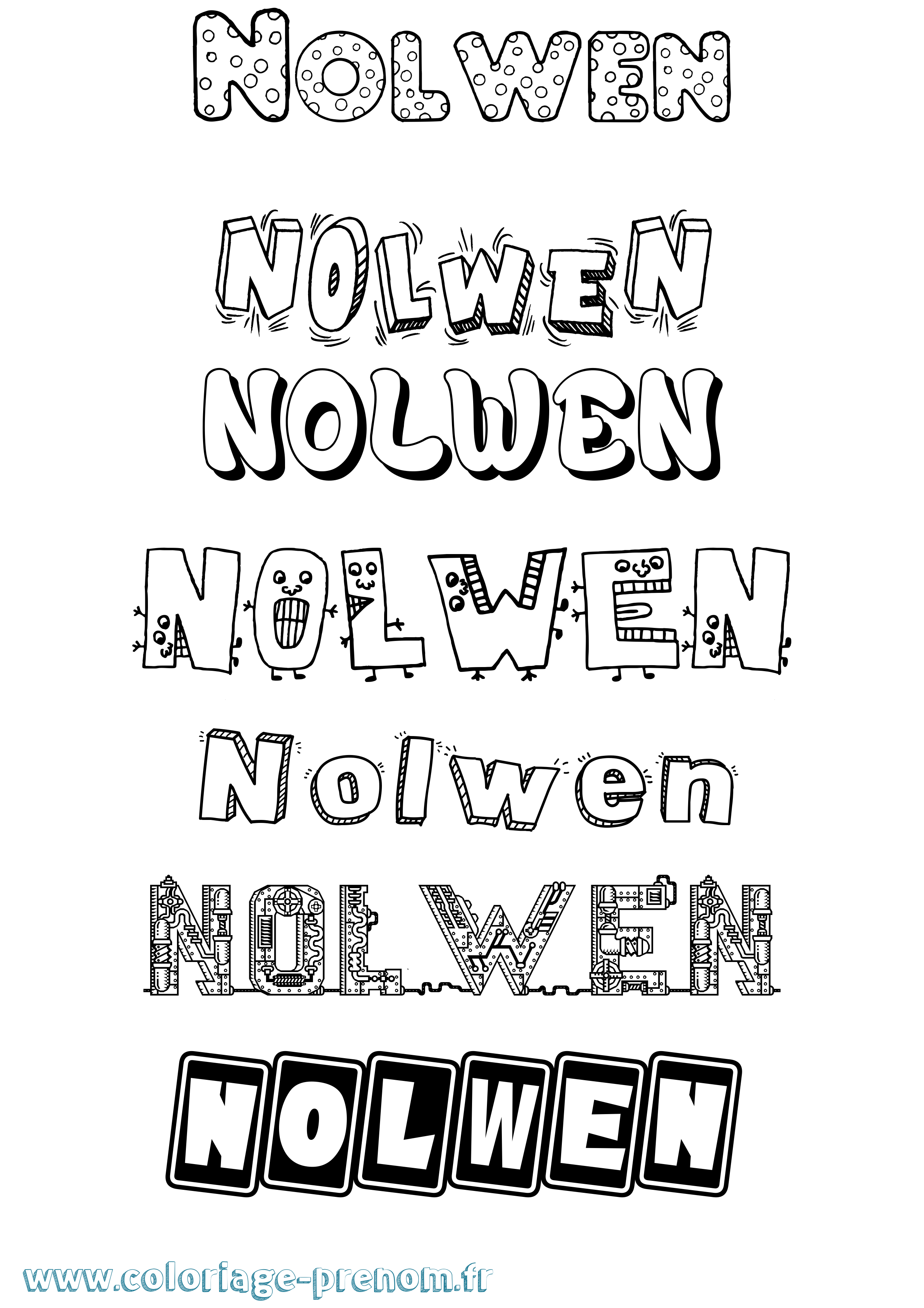 Coloriage Nolwen Fun Coloriage prénom Nolwen Fun