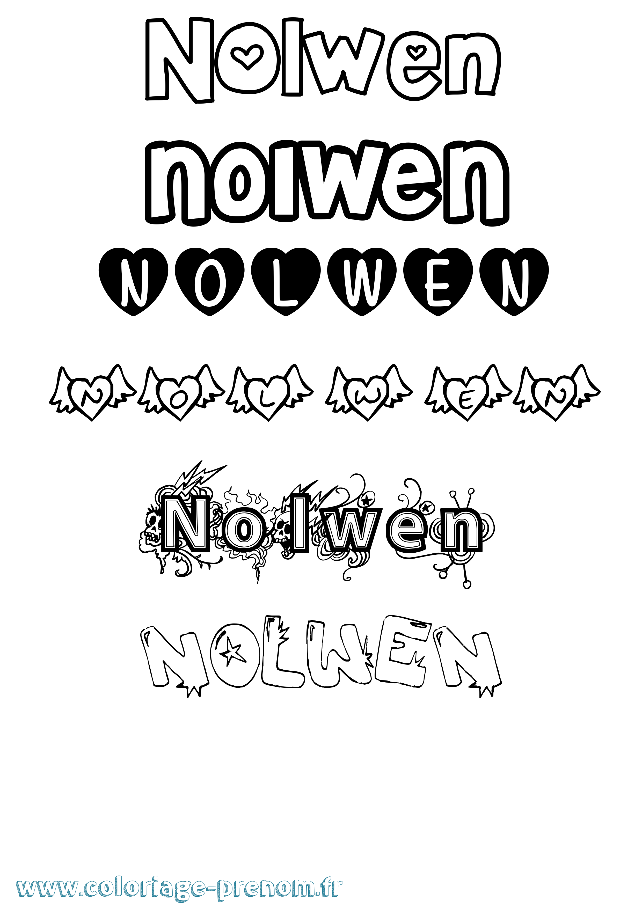 Coloriage Nolwen Girly Coloriage prénom Nolwen Girly