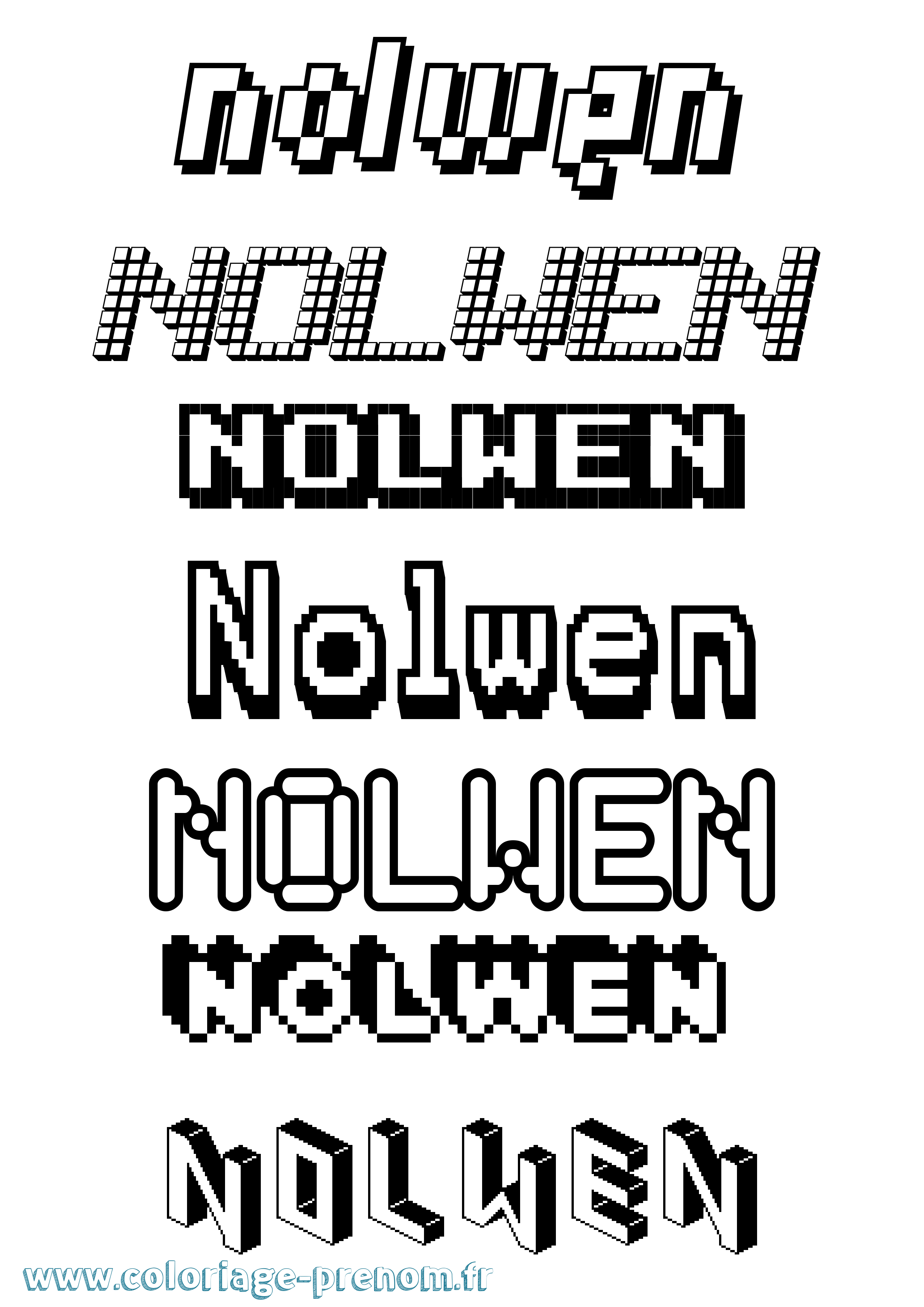 Coloriage Nolwen Pixel Coloriage prénom Nolwen Pixel