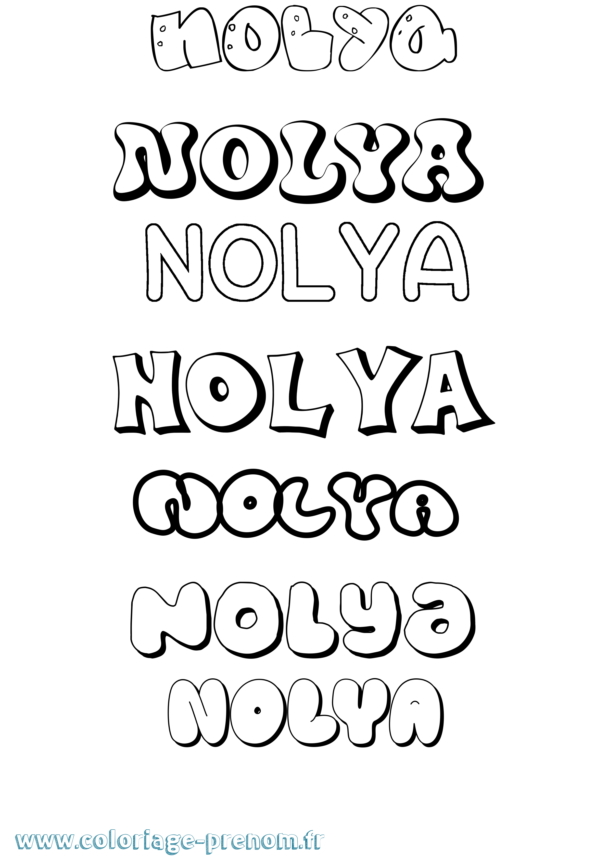 Coloriage Nolya Bubble Coloriage prénom Nolya Bubble