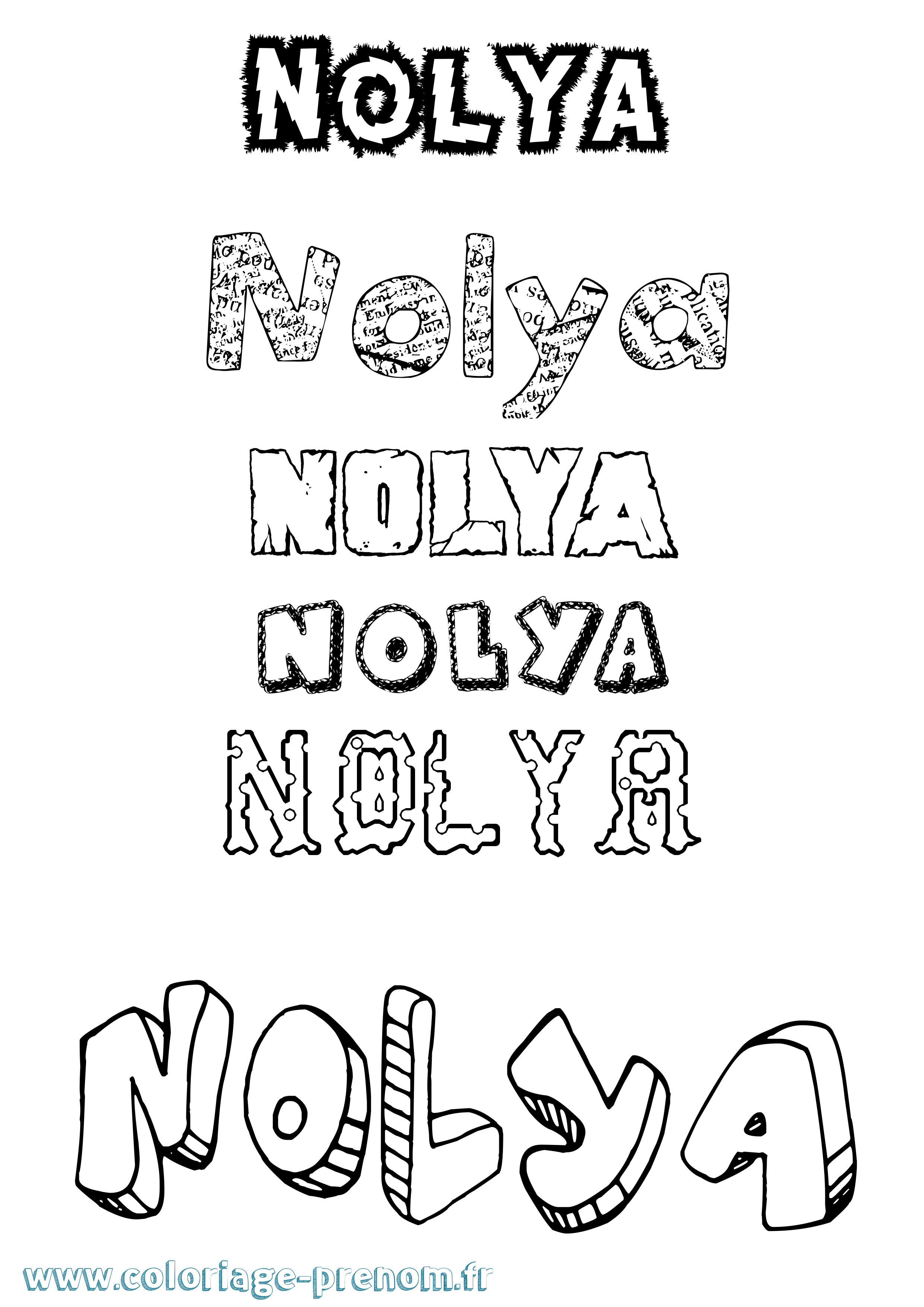 Coloriage Nolya Destructuré Coloriage prénom Nolya Destructuré
