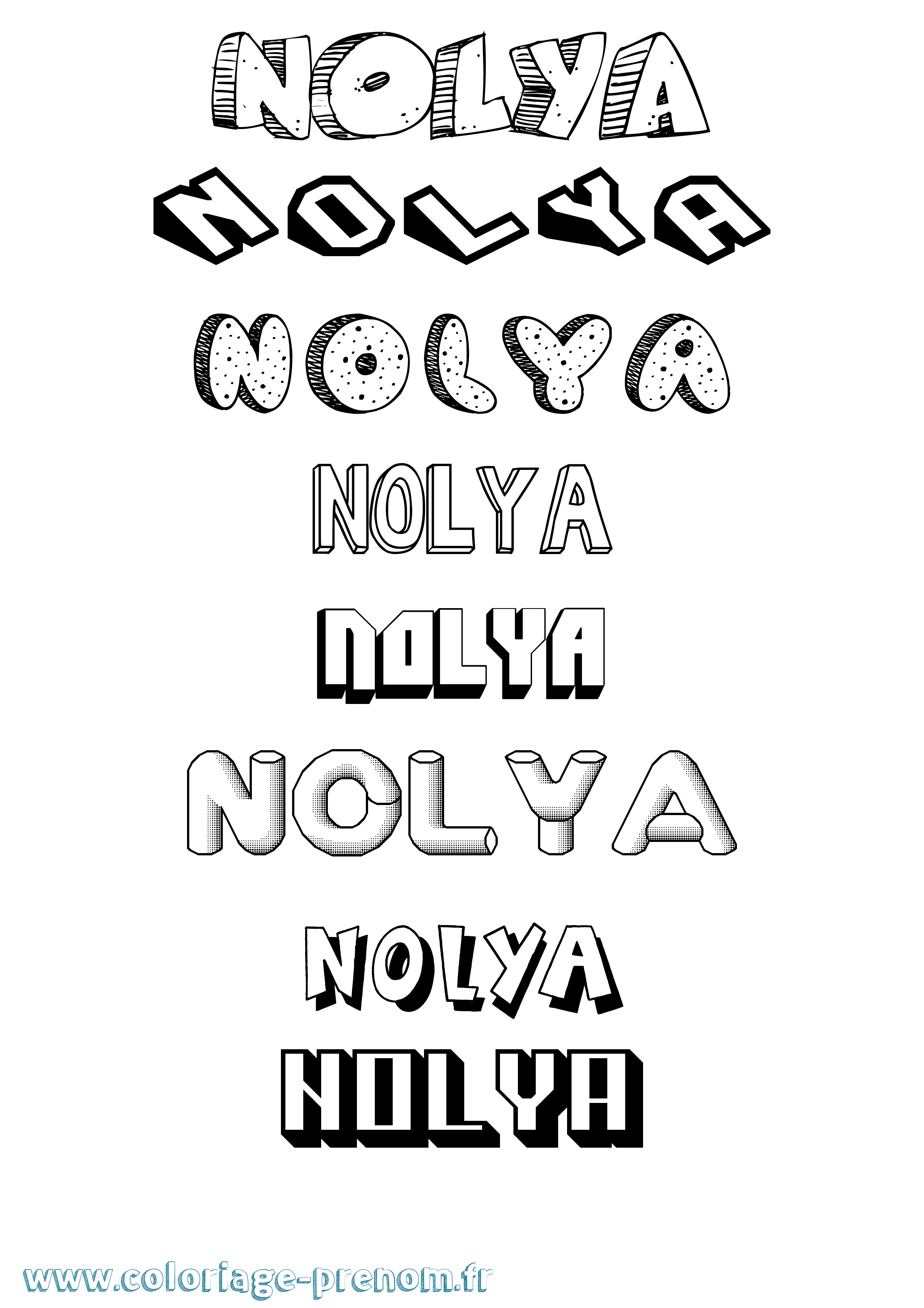 Coloriage Nolya Effet 3D Coloriage prénom Nolya Effet 3D