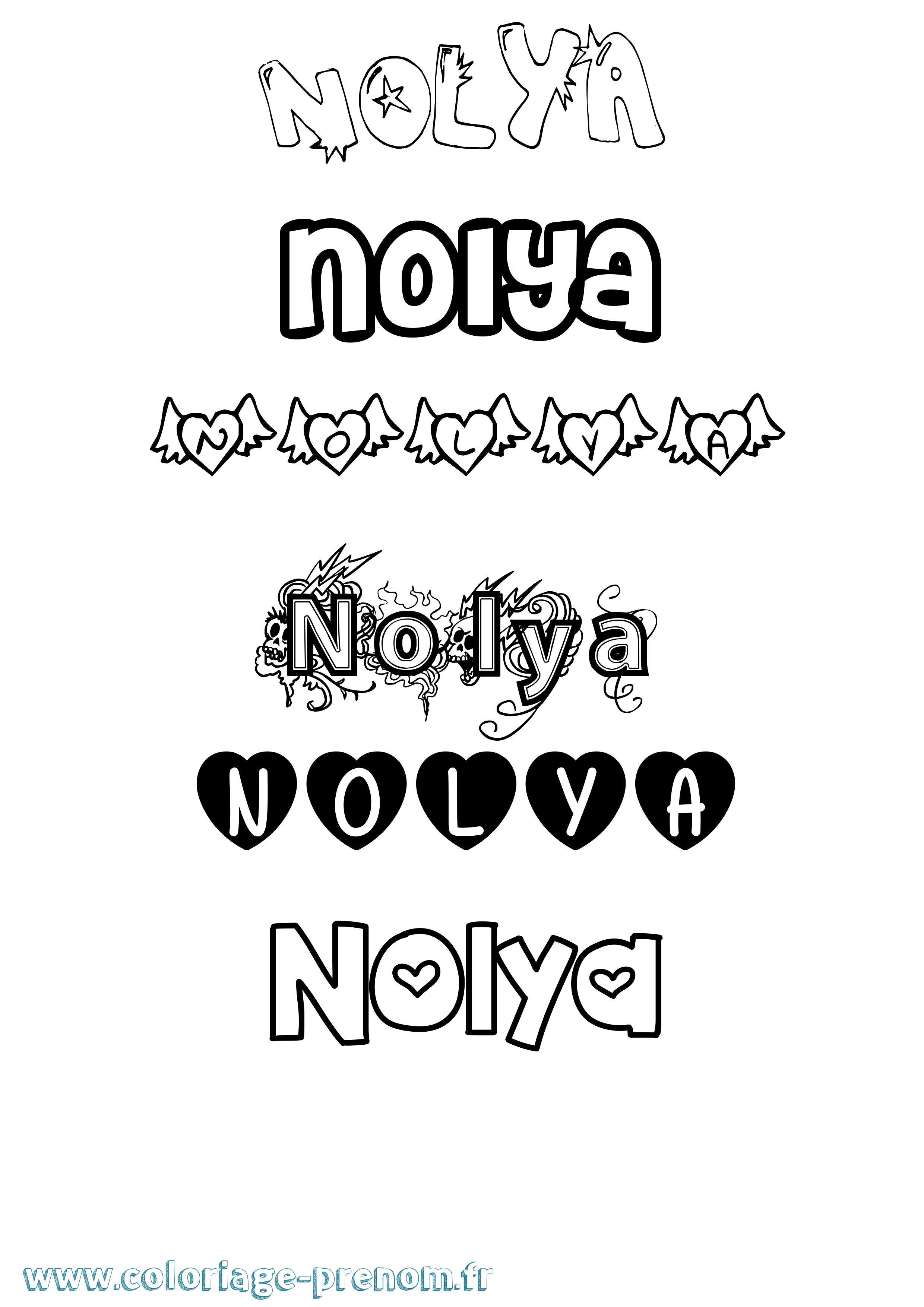 Coloriage Nolya Girly Coloriage prénom Nolya Girly