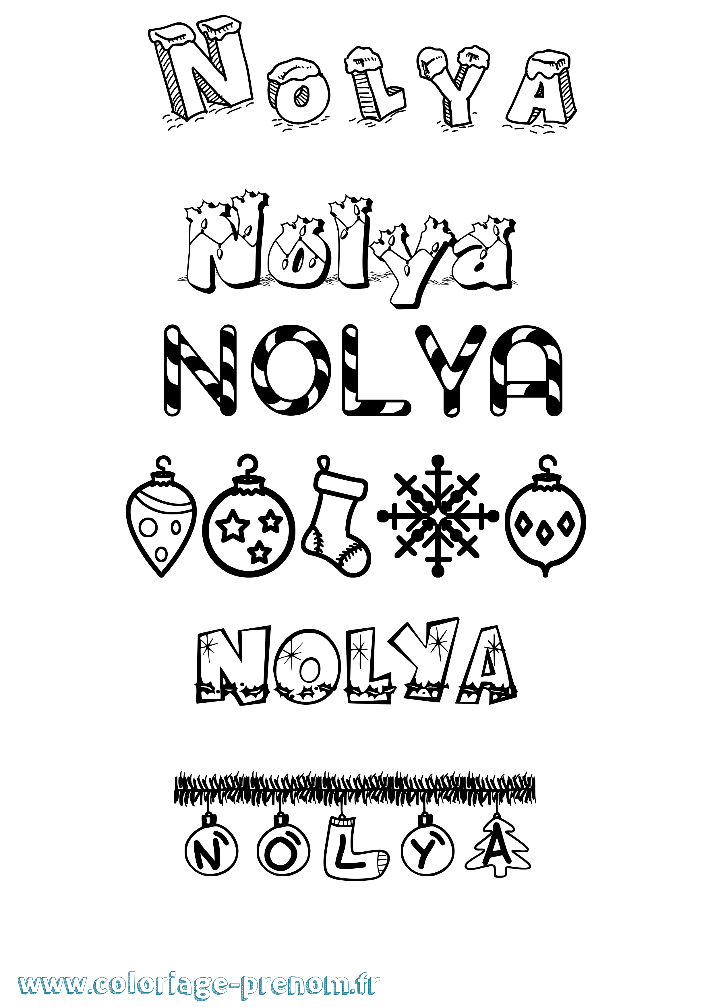 Coloriage Nolya Noël Coloriage prénom Nolya Noël