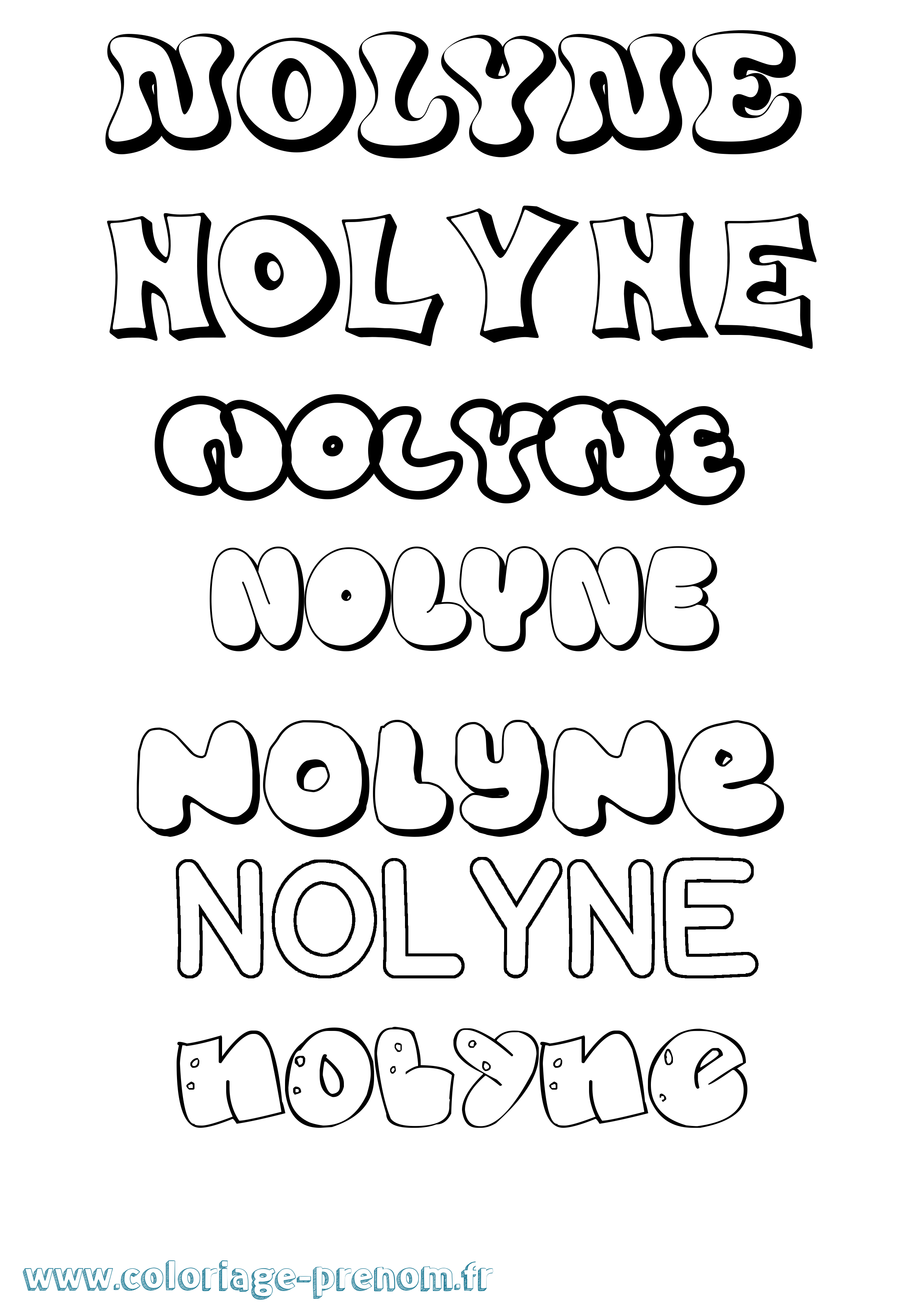 Coloriage Nolyne Bubble Coloriage prénom Nolyne Bubble