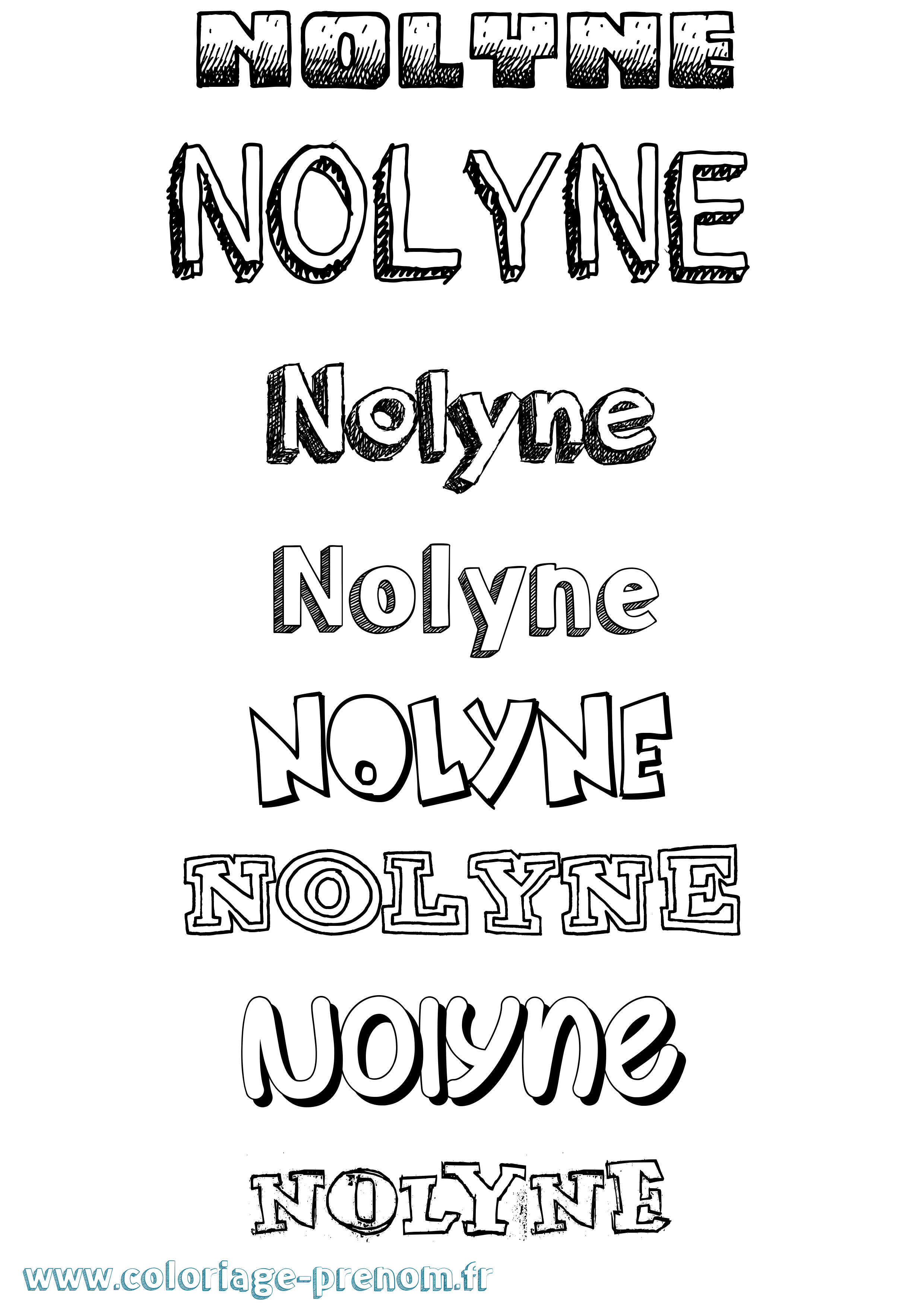 Coloriage Nolyne Dessiné Coloriage prénom Nolyne Dessiné