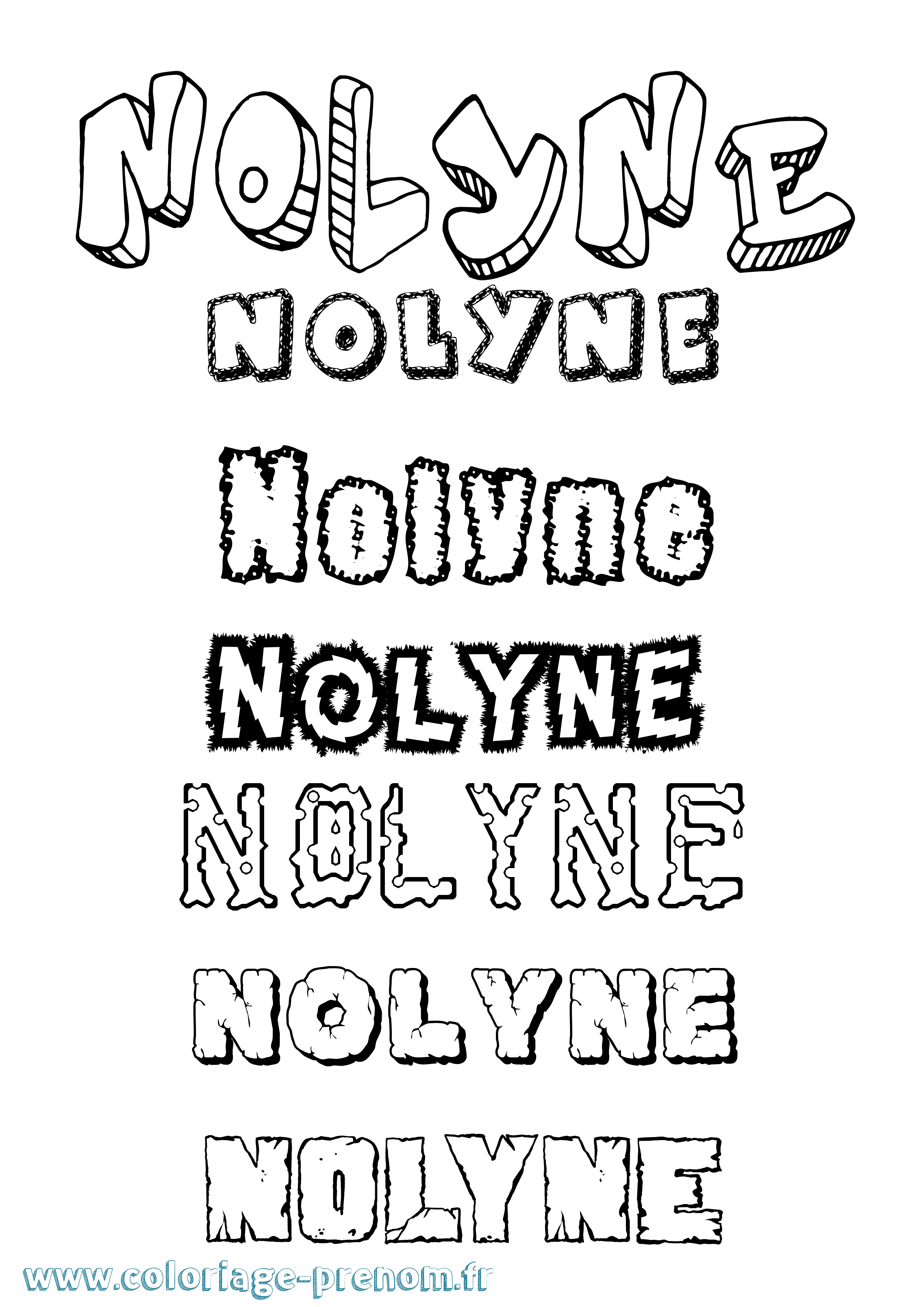 Coloriage Nolyne Destructuré Coloriage prénom Nolyne Destructuré