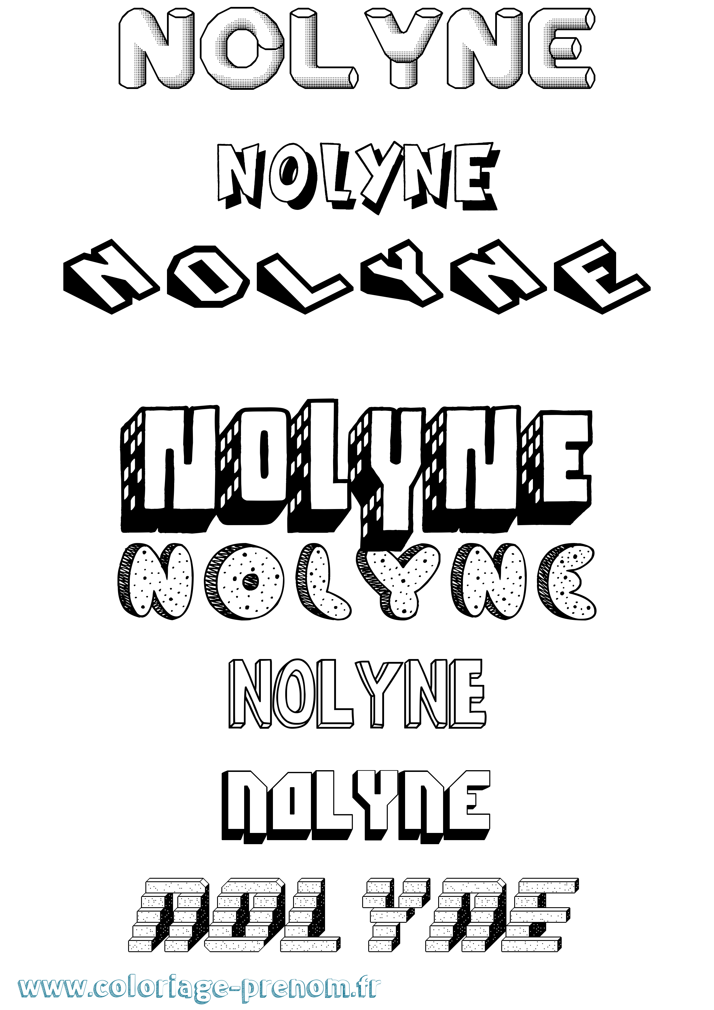 Coloriage Nolyne Effet 3D Coloriage prénom Nolyne Effet 3D