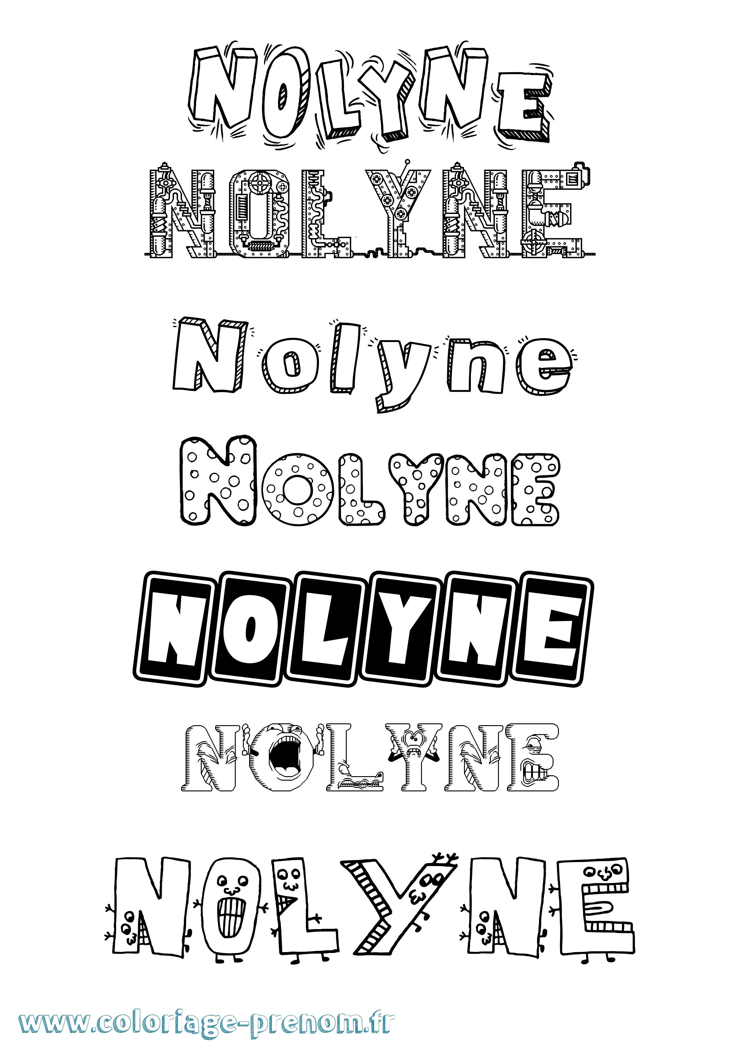 Coloriage Nolyne Fun Coloriage prénom Nolyne Fun