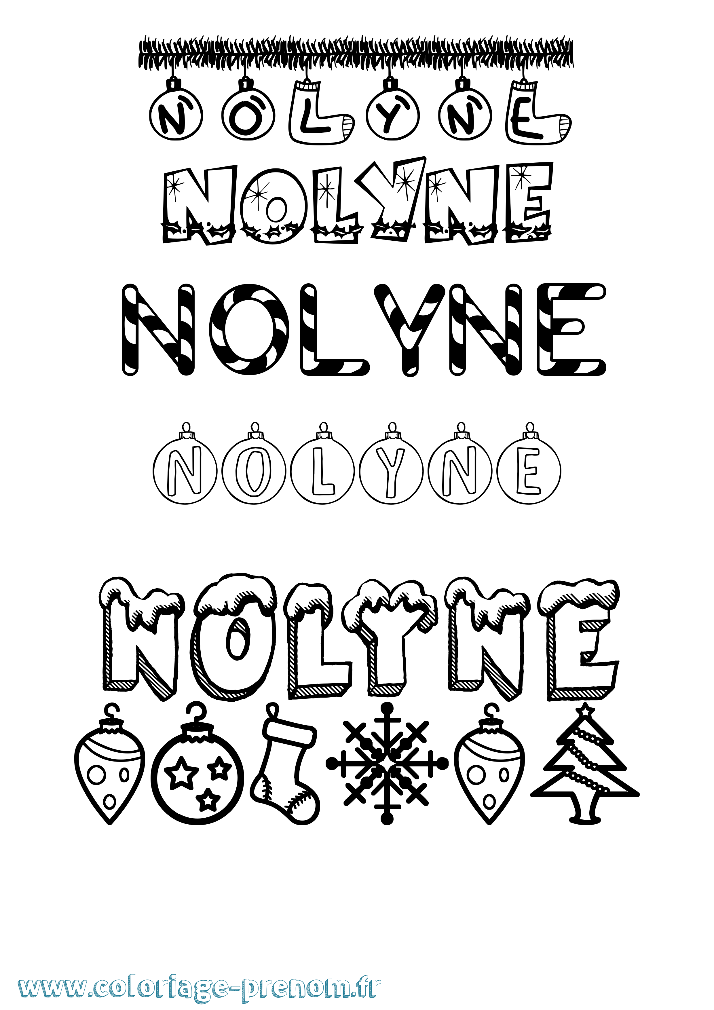 Coloriage Nolyne Noël Coloriage prénom Nolyne Noël