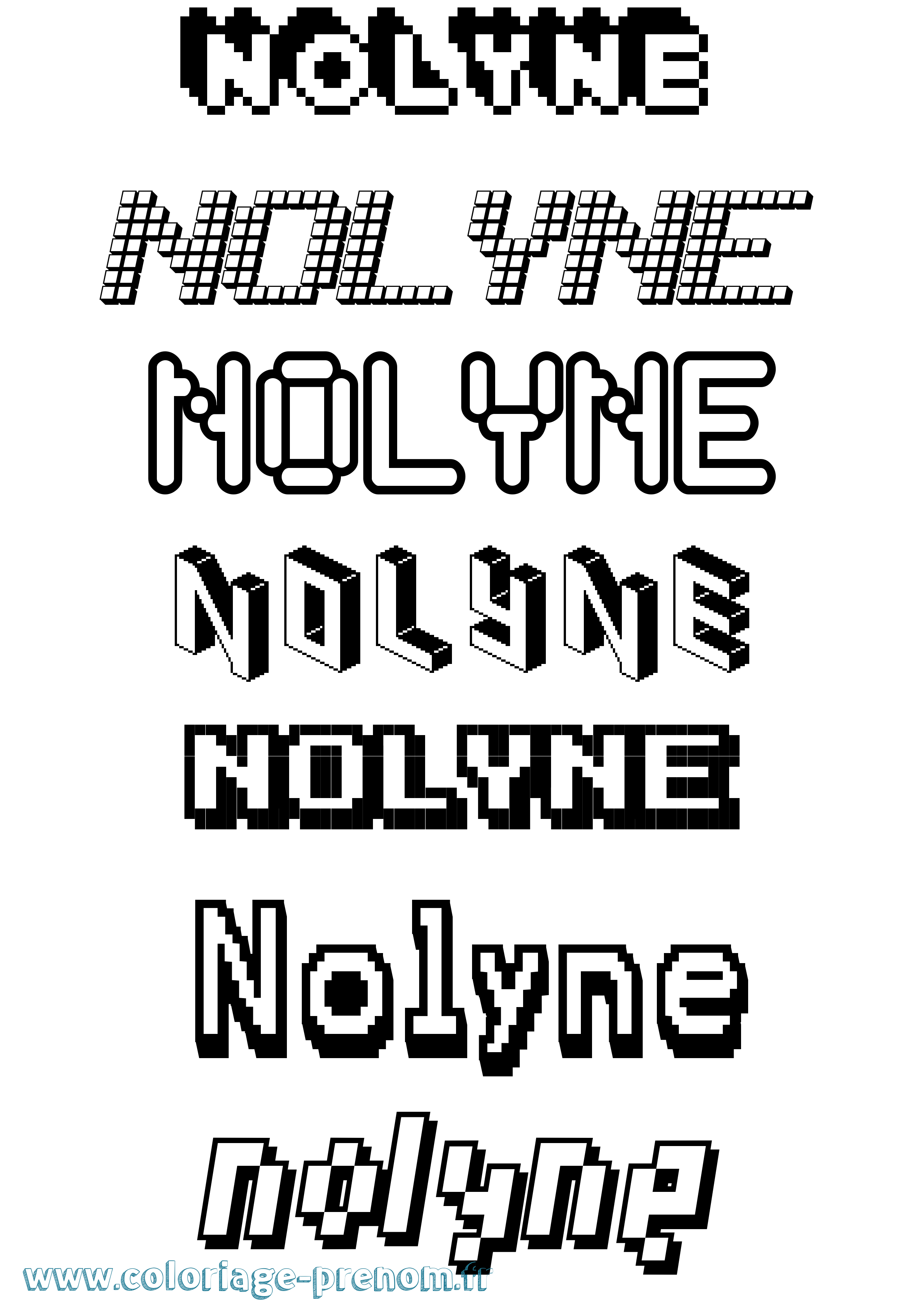 Coloriage Nolyne Pixel Coloriage prénom Nolyne Pixel