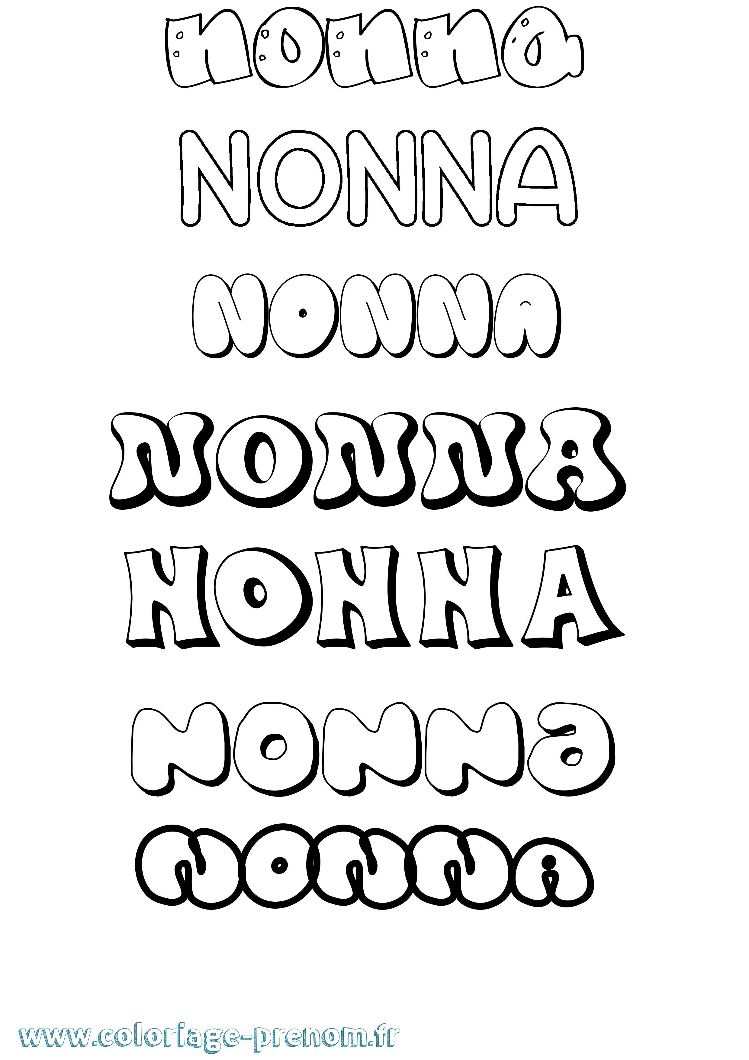 Coloriage Nonna Bubble Coloriage prénom Nonna Bubble