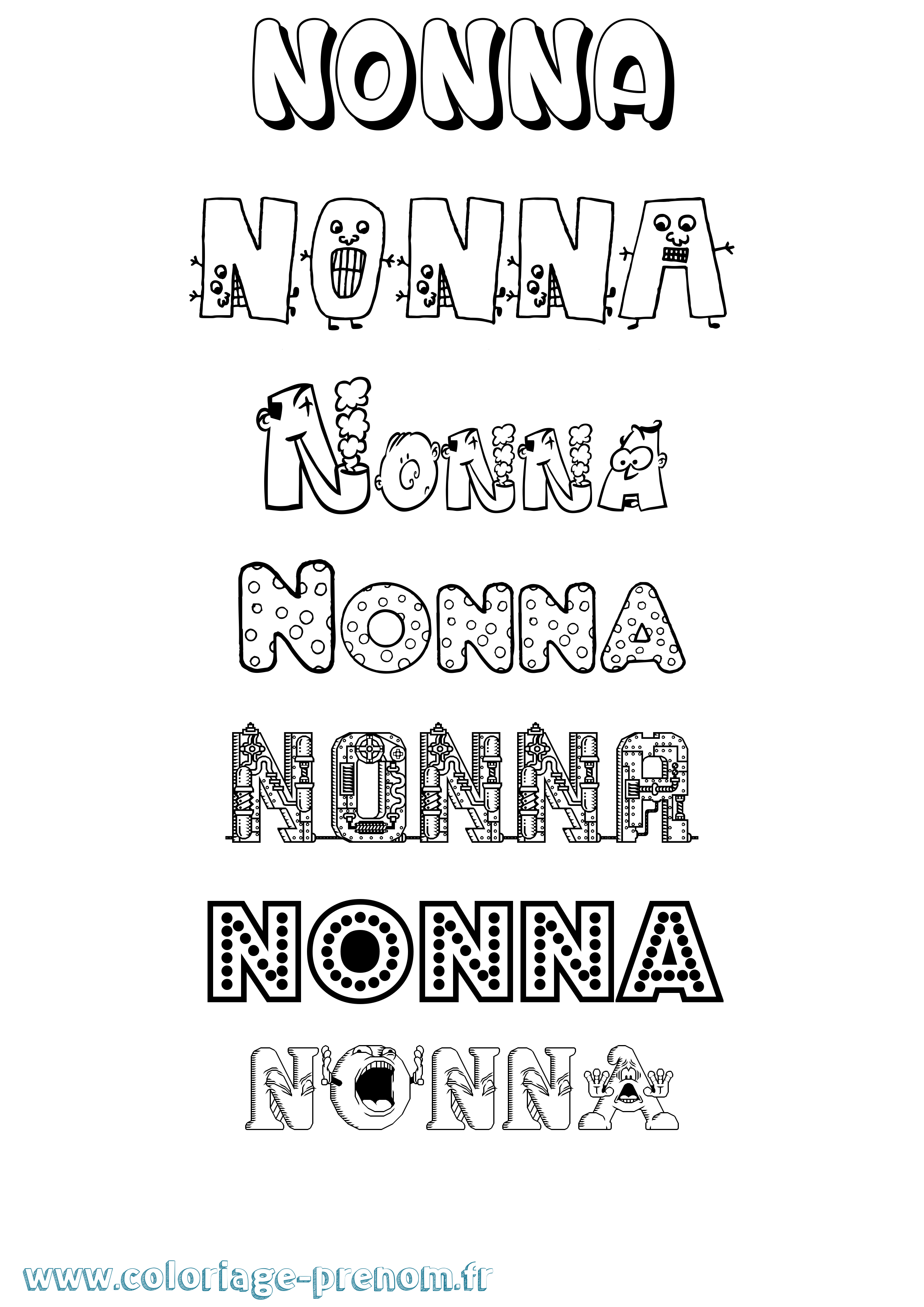 Coloriage Nonna Fun Coloriage prénom Nonna Fun