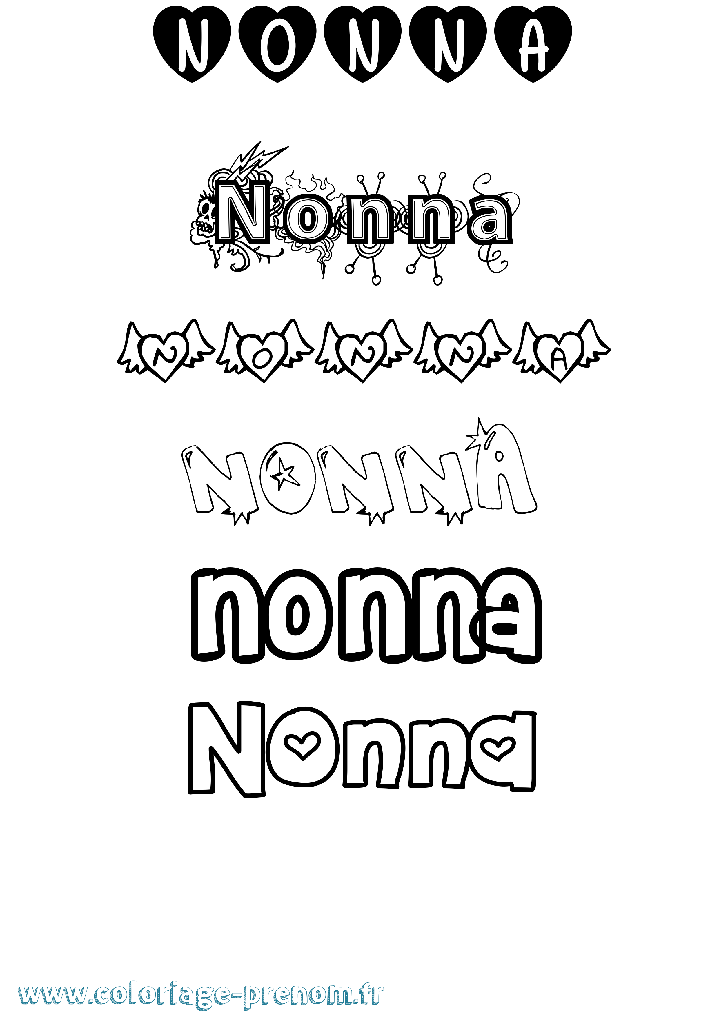 Coloriage Nonna Girly Coloriage prénom Nonna Girly