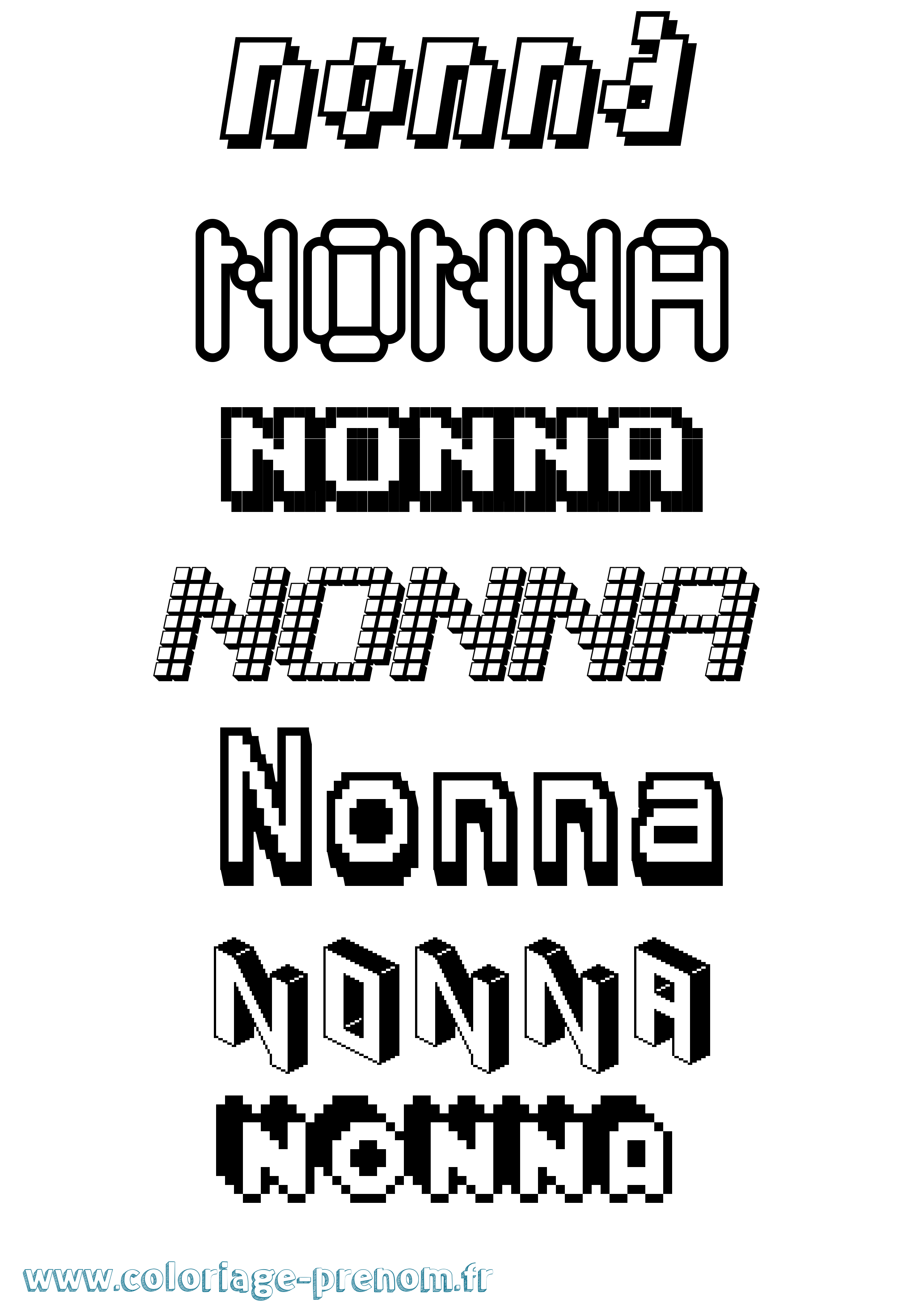 Coloriage Nonna Pixel Coloriage prénom Nonna Pixel