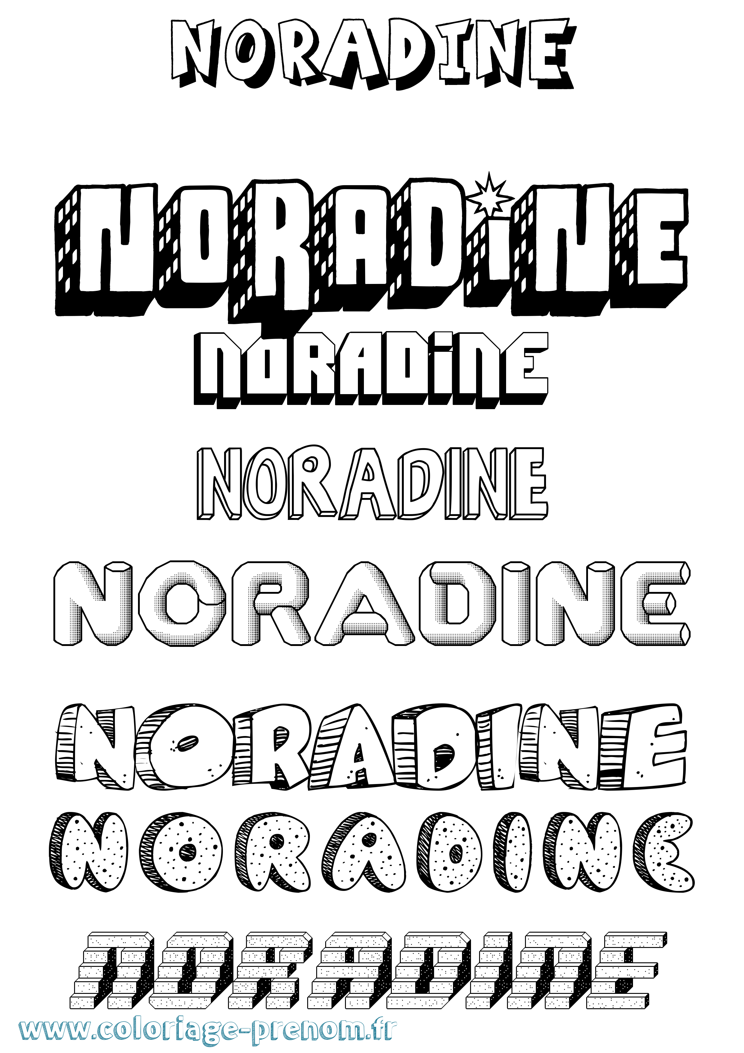 Coloriage Noradine Effet 3D Coloriage prénom Noradine Effet 3D