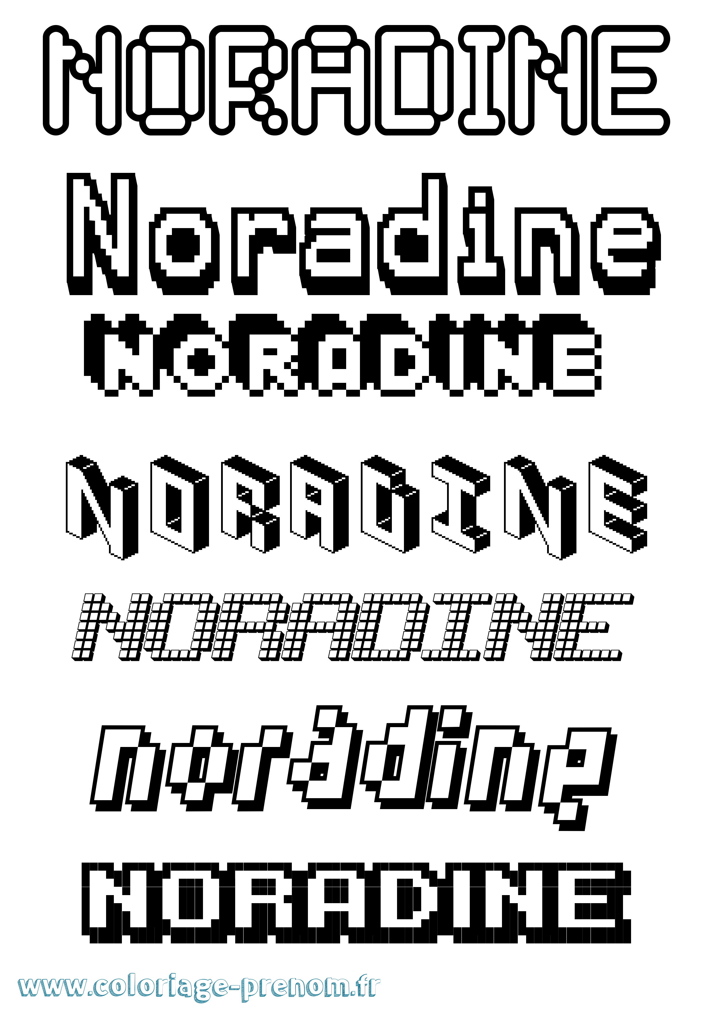 Coloriage Noradine Pixel Coloriage prénom Noradine Pixel