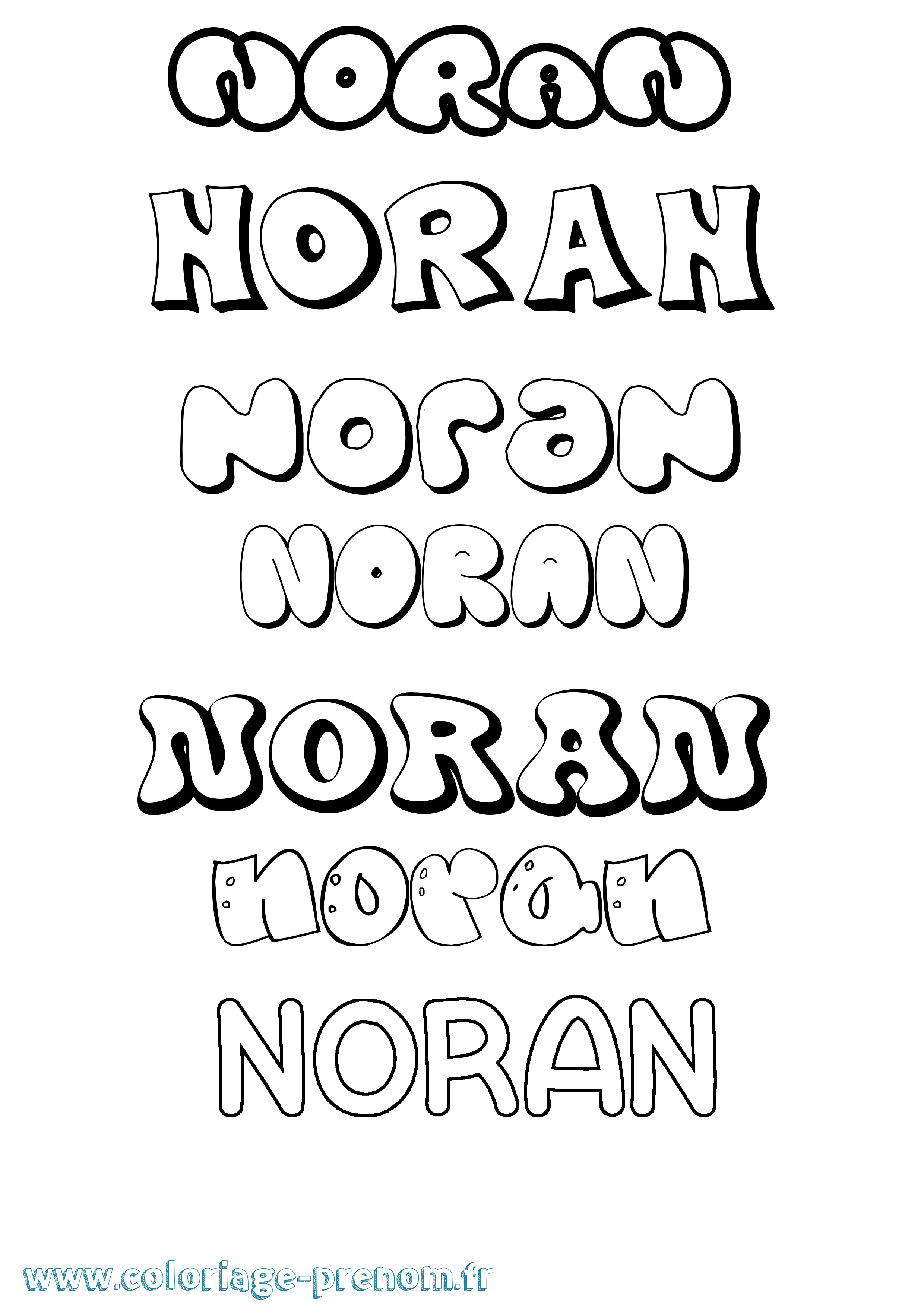Coloriage Noran Bubble Coloriage prénom Noran Bubble
