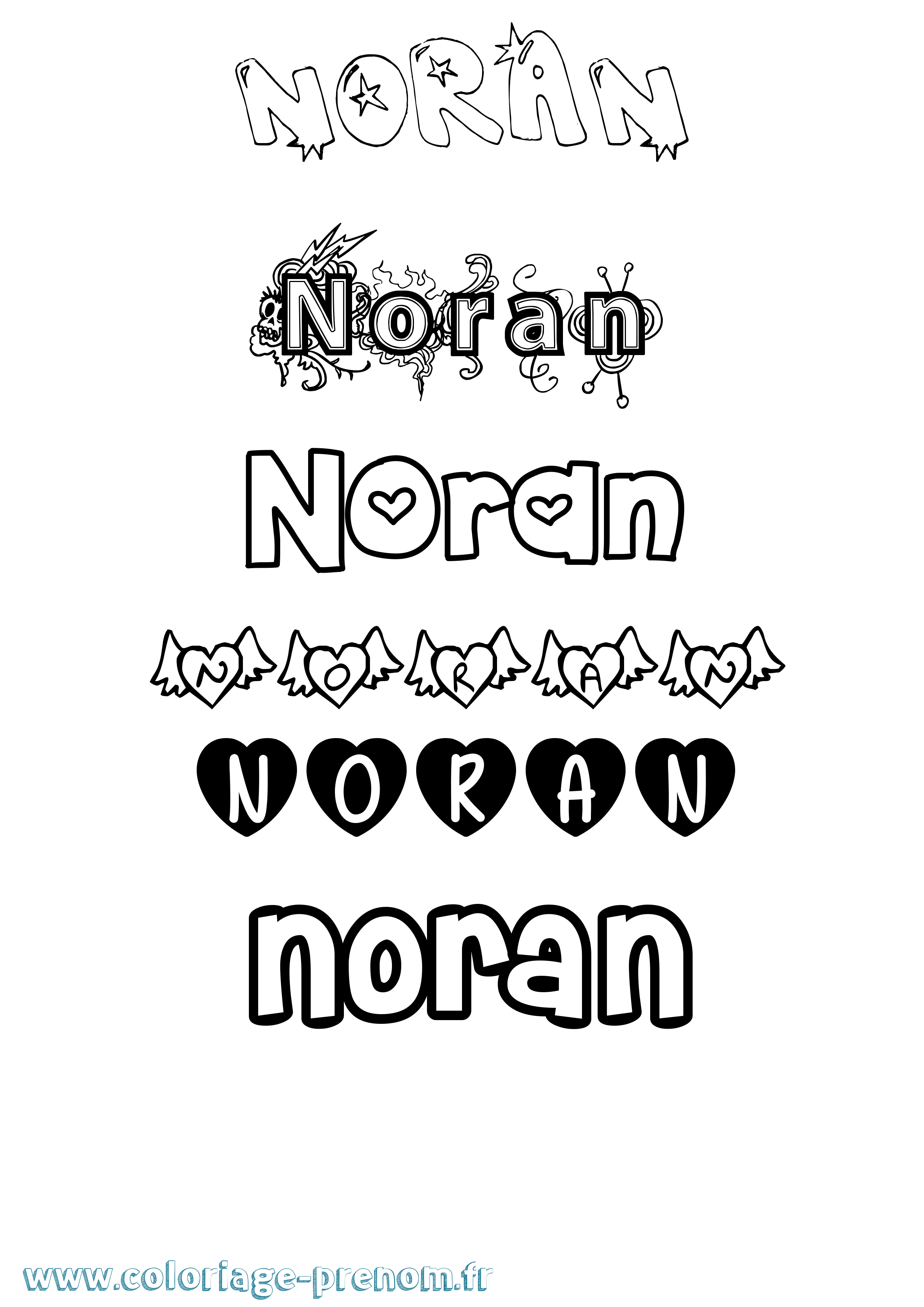 Coloriage Noran Girly Coloriage prénom Noran Girly