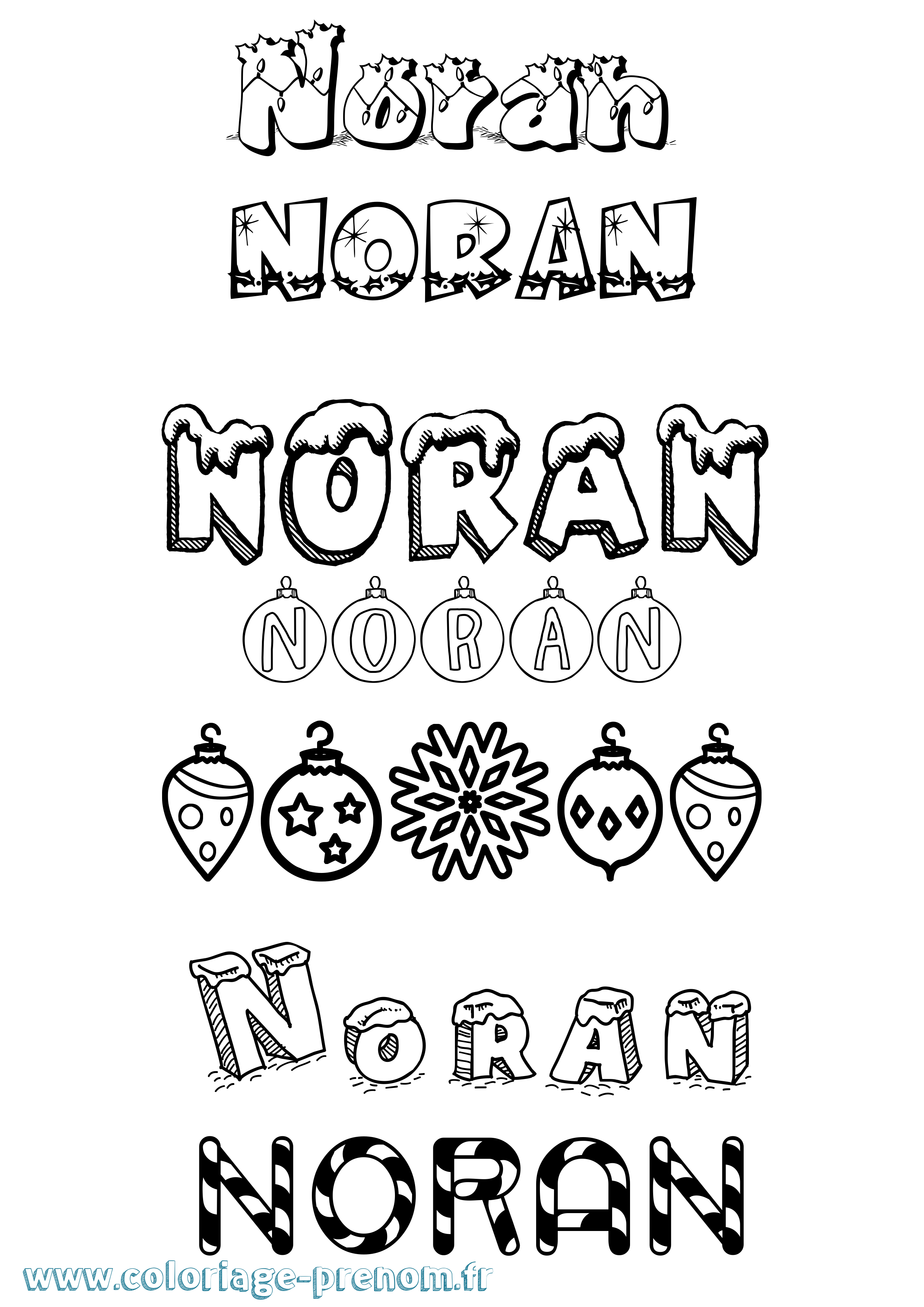 Coloriage Noran Noël Coloriage prénom Noran Noël