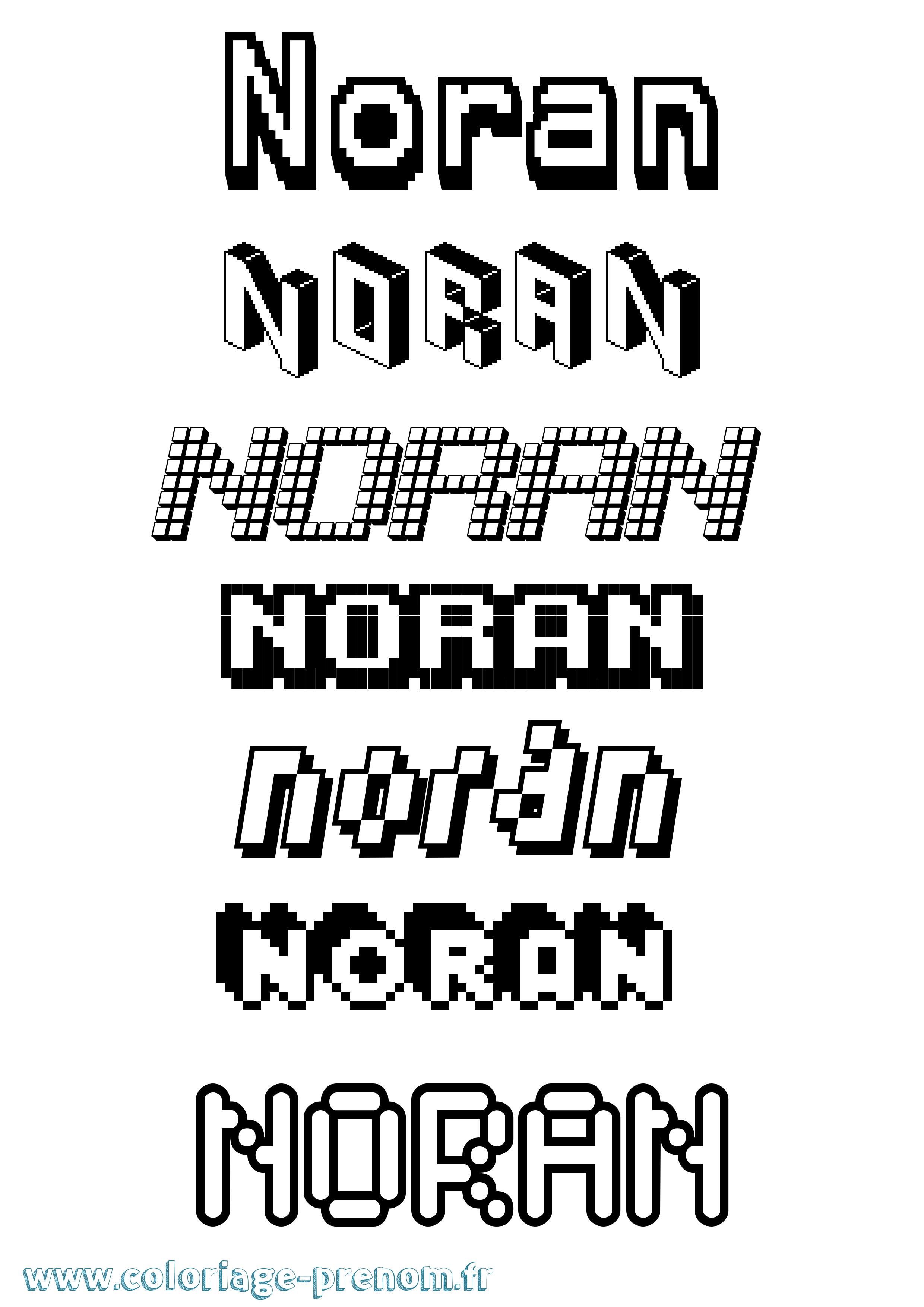 Coloriage Noran Pixel Coloriage prénom Noran Pixel