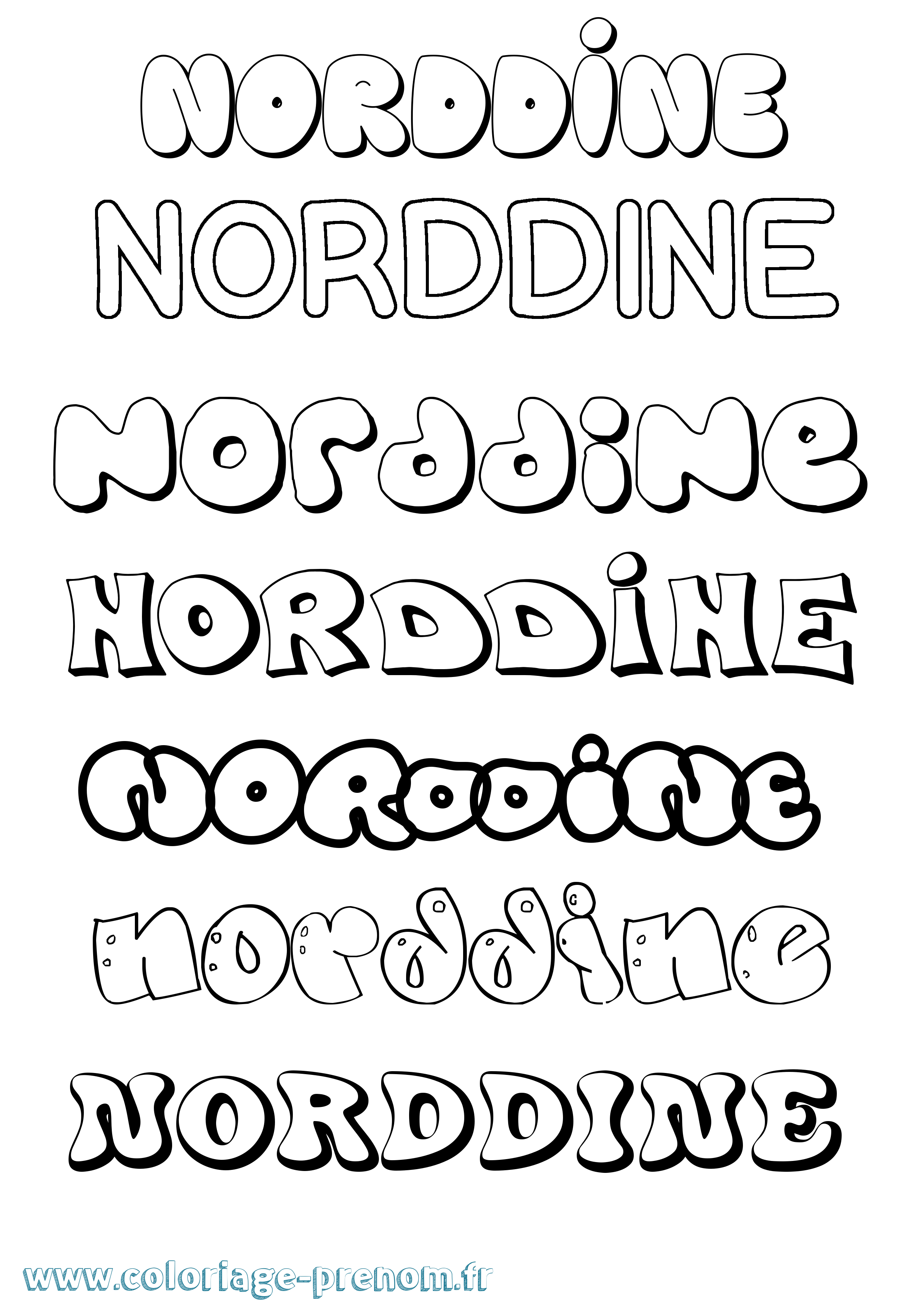 Coloriage Norddine Bubble Coloriage prénom Norddine Bubble
