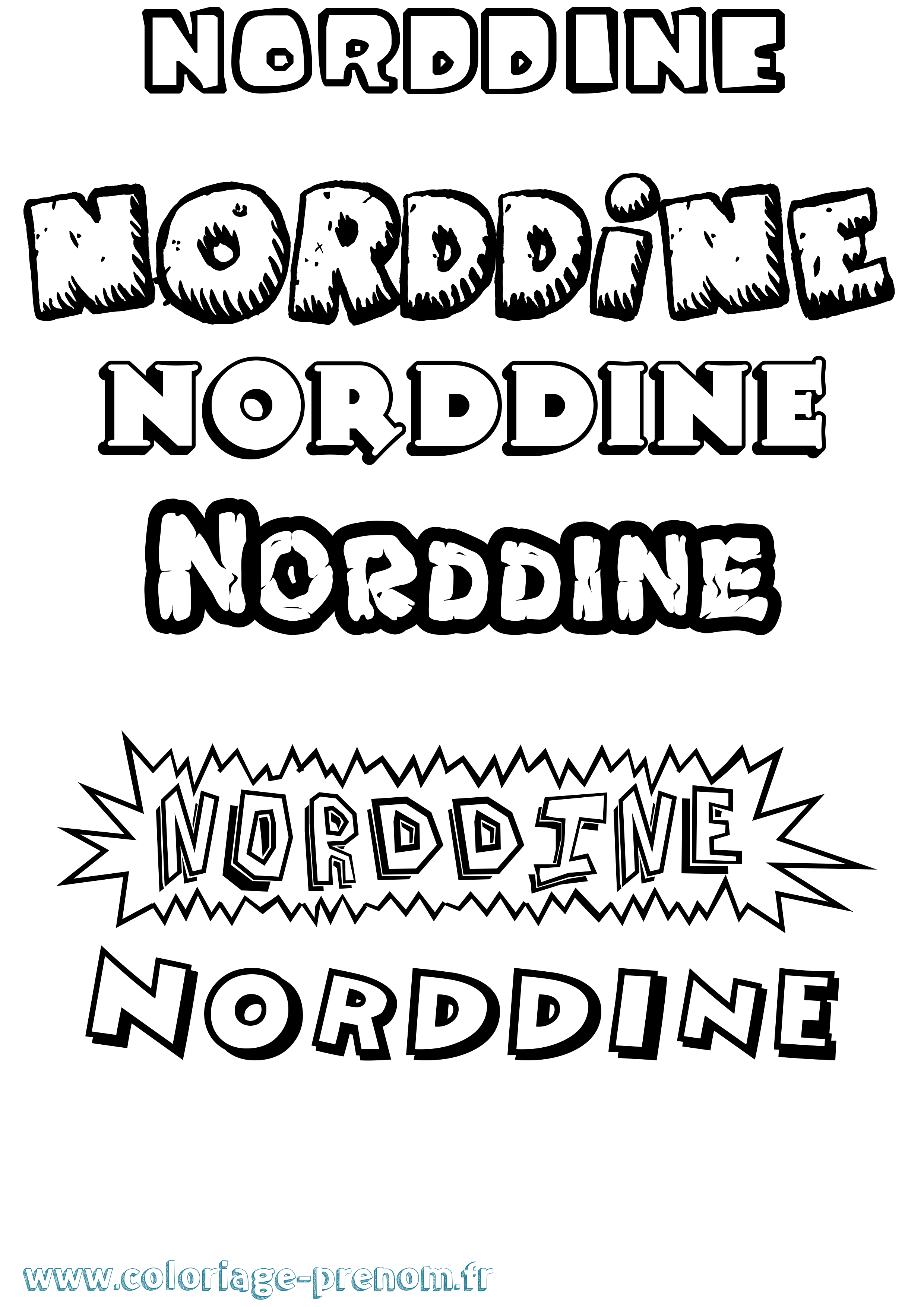 Coloriage Norddine Dessin Animé Coloriage prénom Norddine Dessin Animé