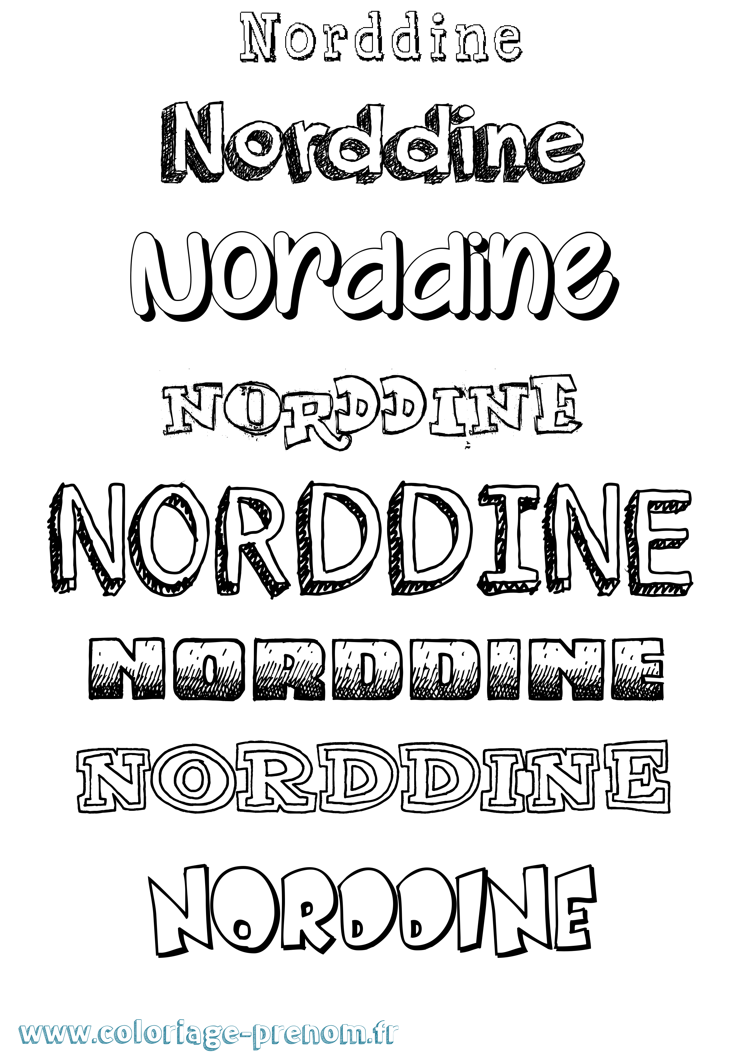 Coloriage Norddine Dessiné Coloriage prénom Norddine Dessiné