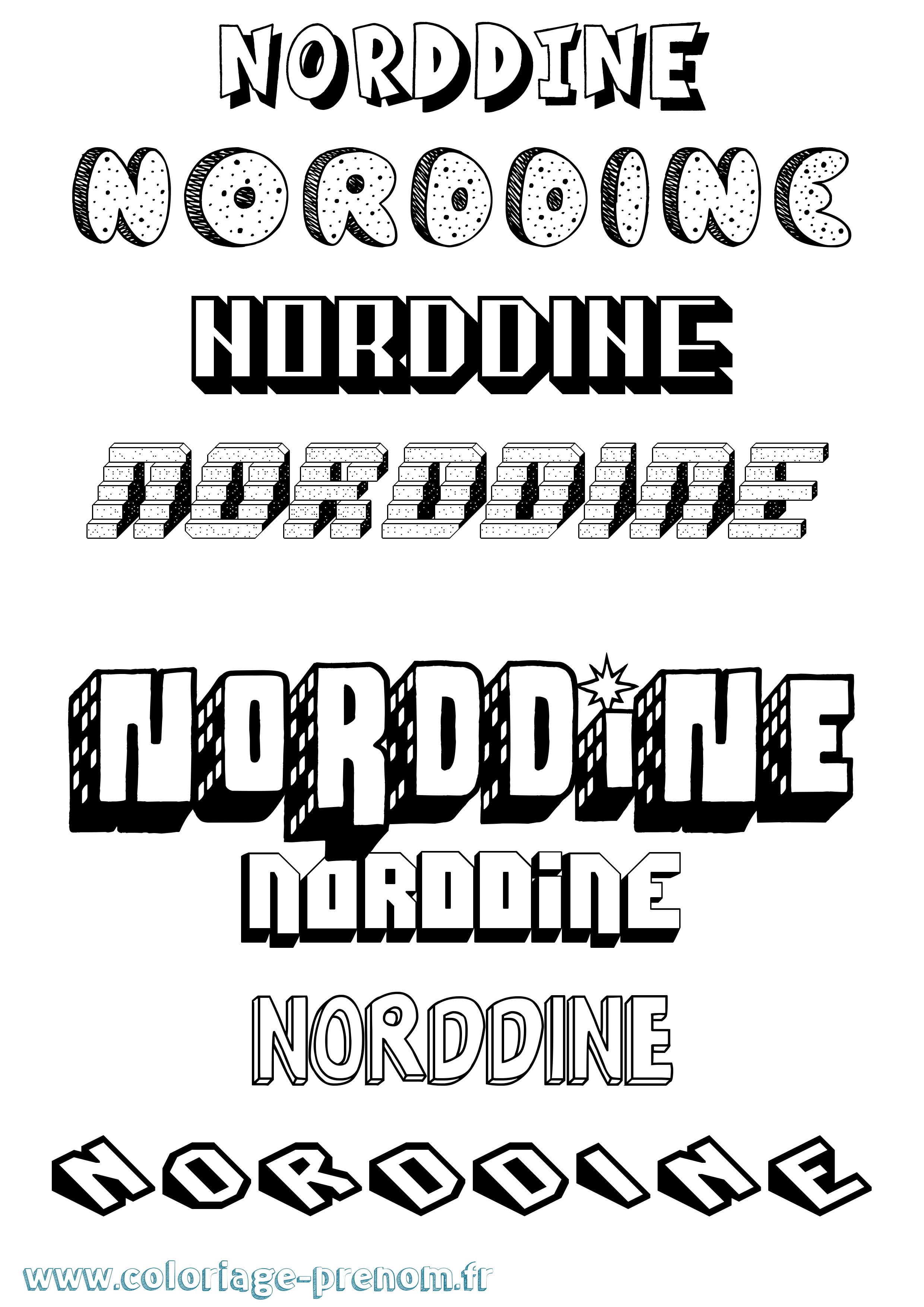Coloriage Norddine Effet 3D Coloriage prénom Norddine Effet 3D