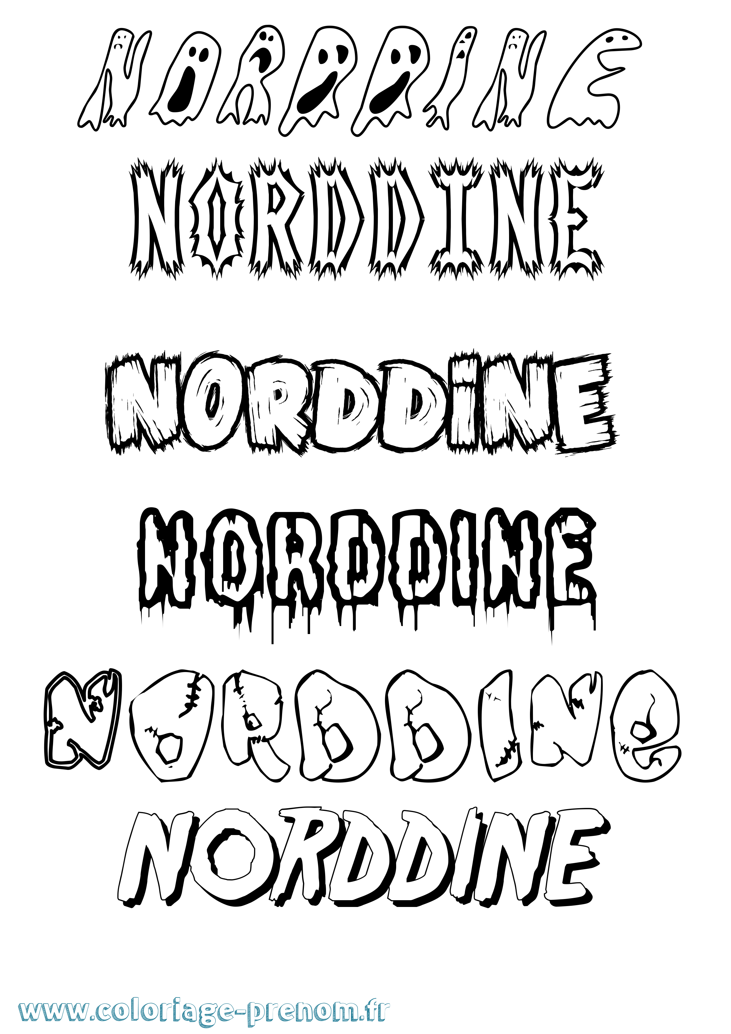Coloriage Norddine Frisson Coloriage prénom Norddine Frisson