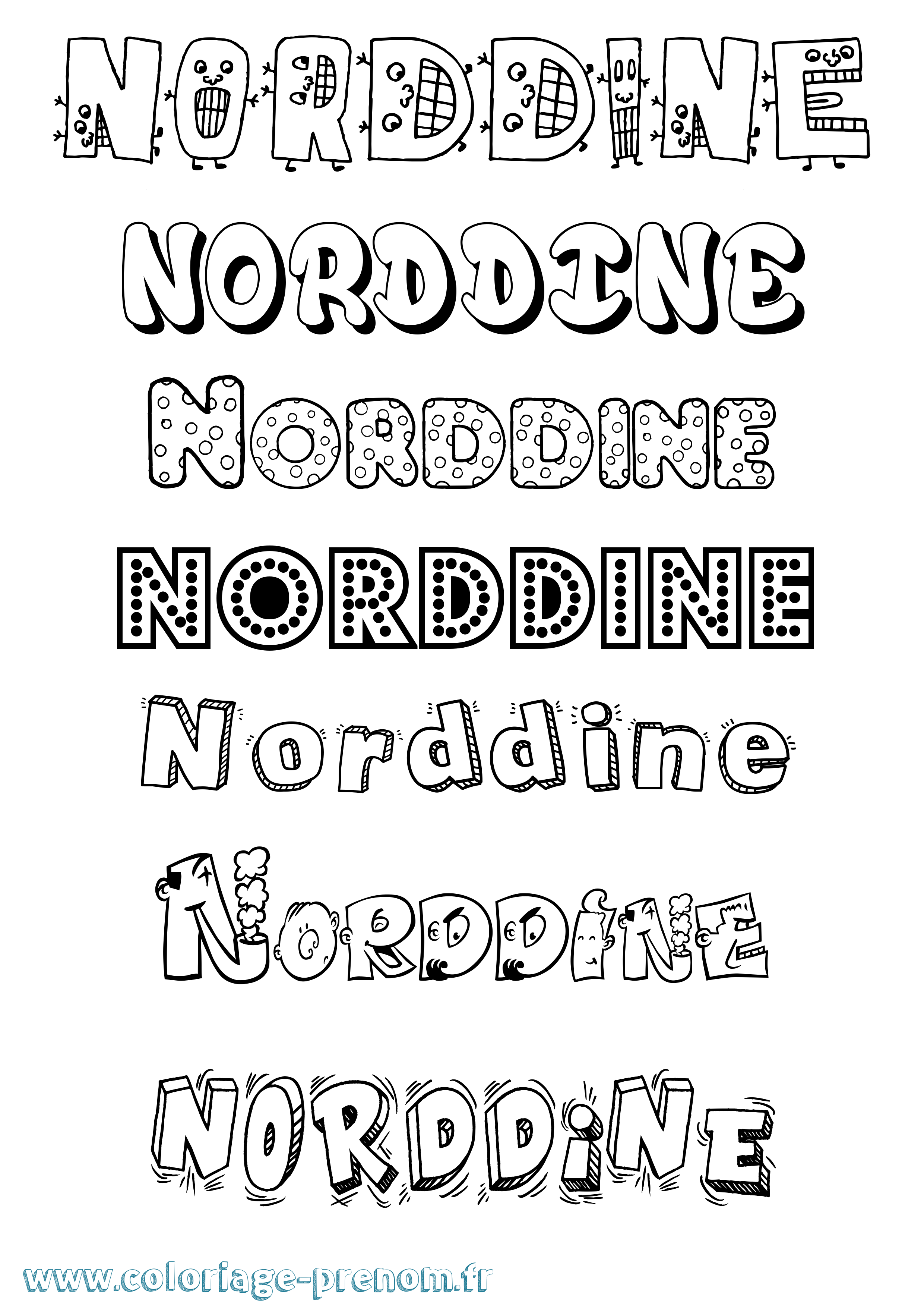 Coloriage Norddine Fun Coloriage prénom Norddine Fun