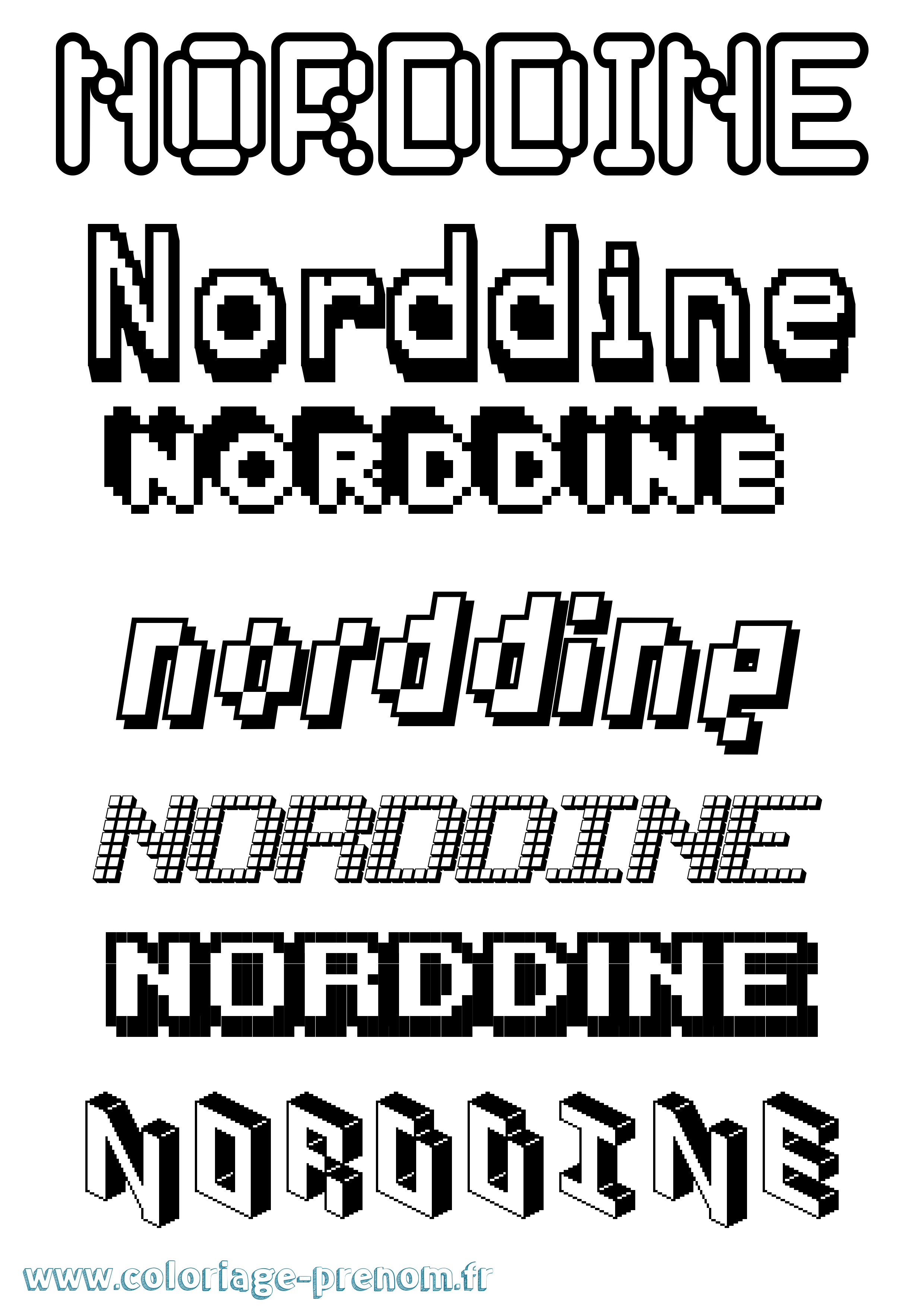 Coloriage Norddine Pixel Coloriage prénom Norddine Pixel