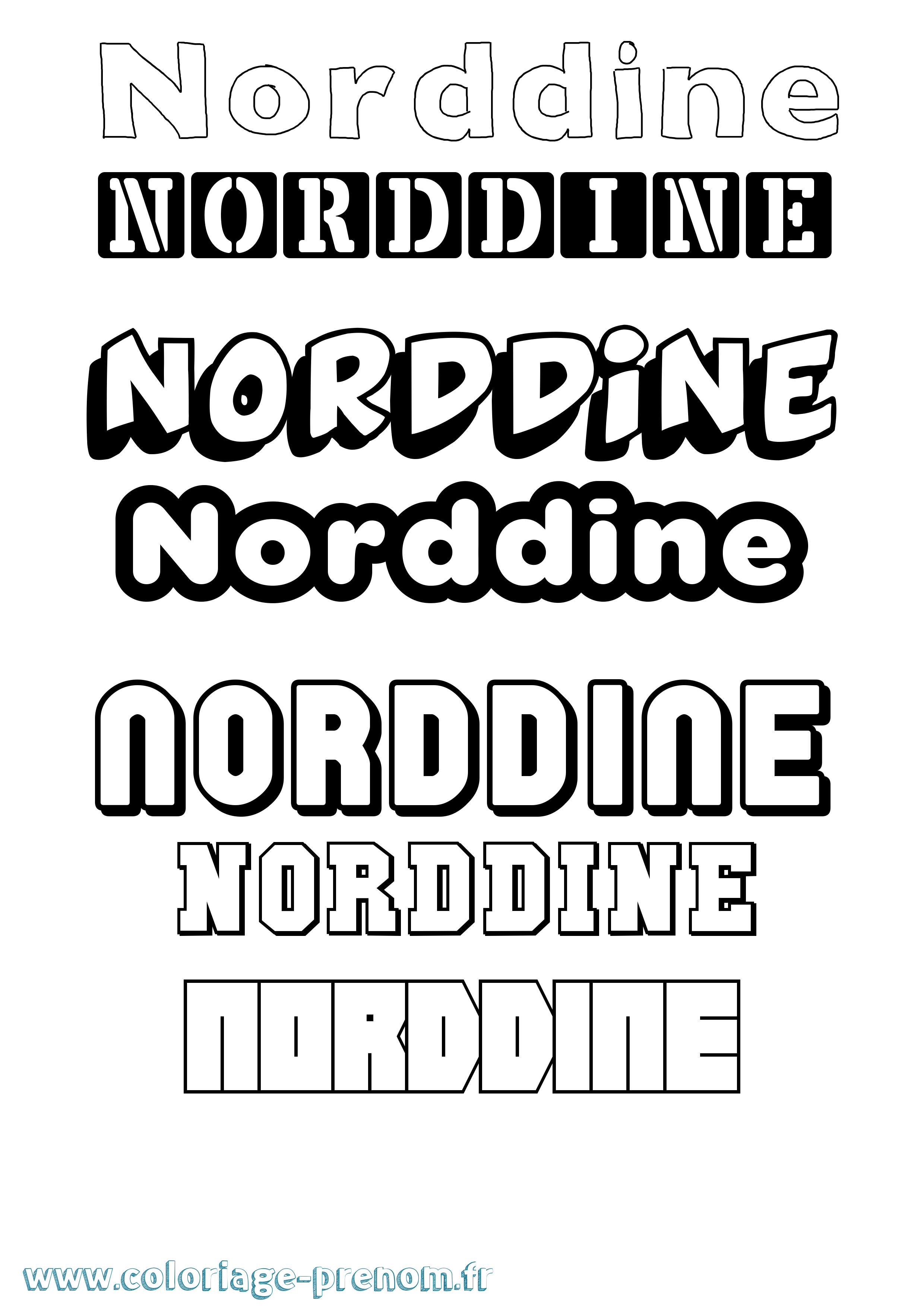 Coloriage Norddine Simple Coloriage prénom Norddine Simple