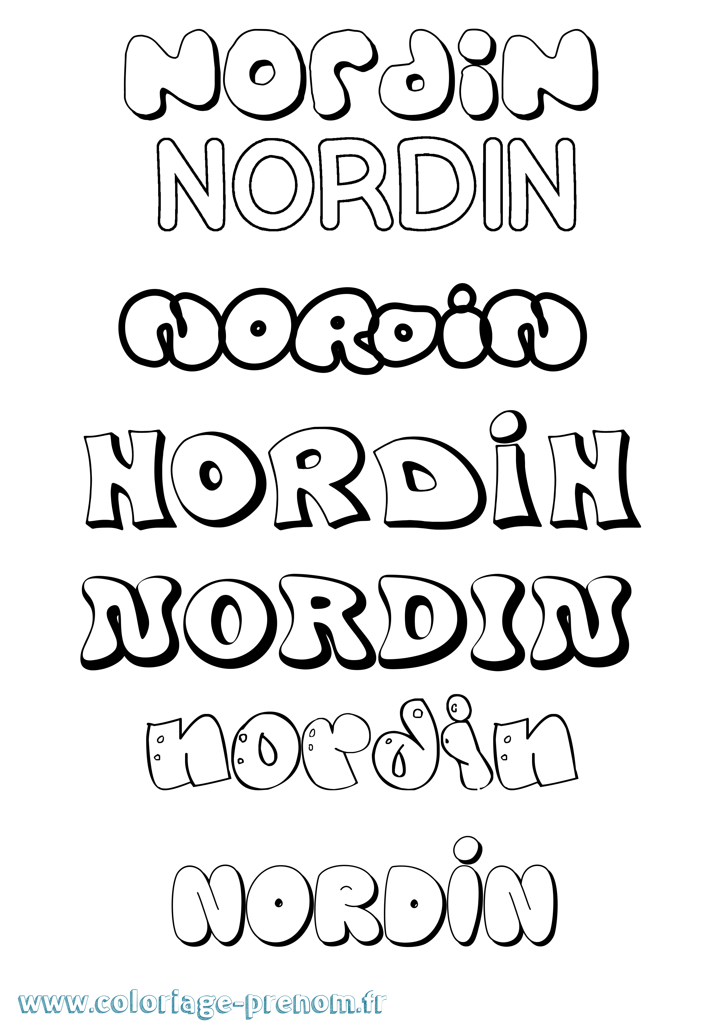Coloriage Nordin Bubble Coloriage prénom Nordin Bubble