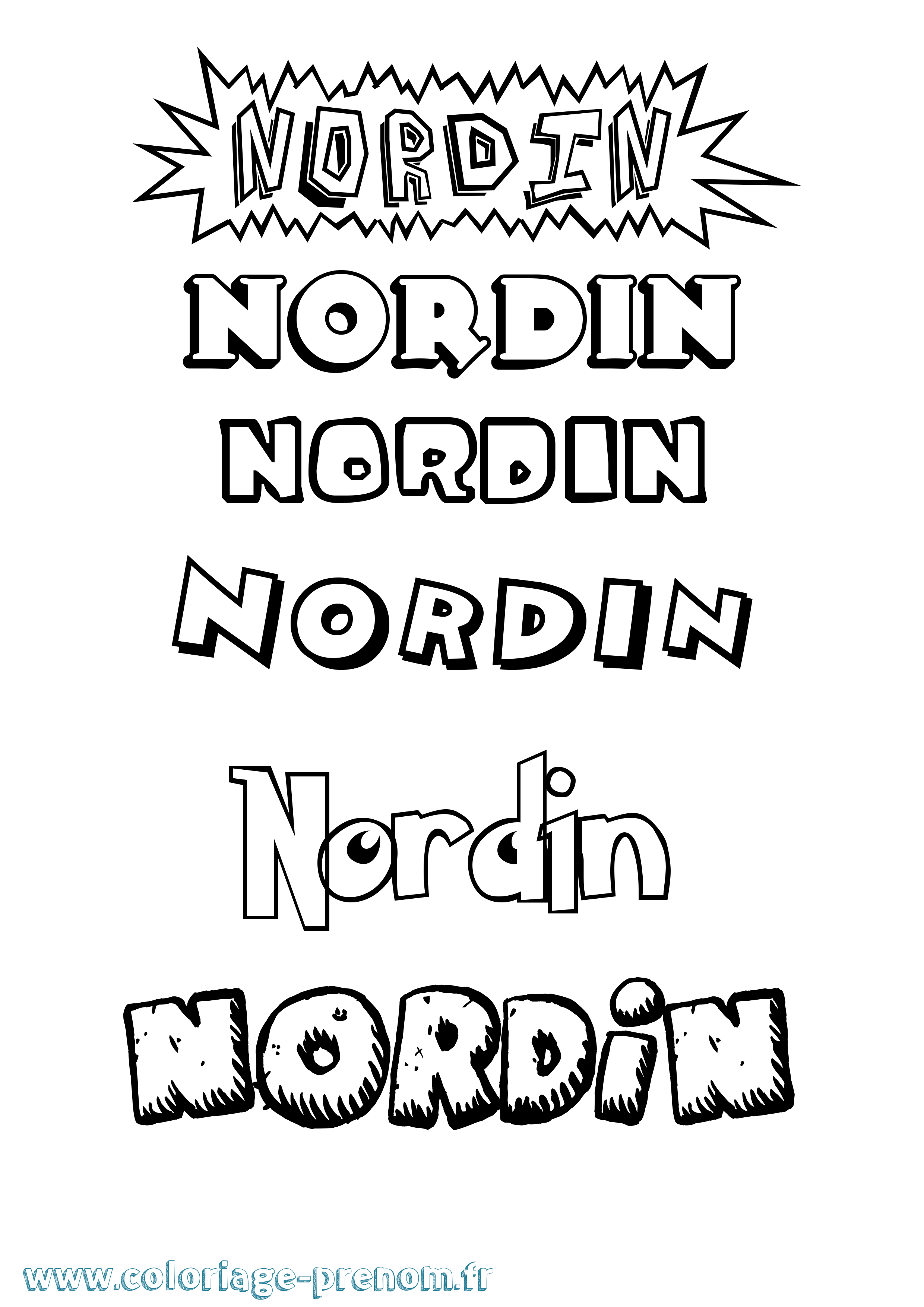 Coloriage Nordin Dessin Animé Coloriage prénom Nordin Dessin Animé