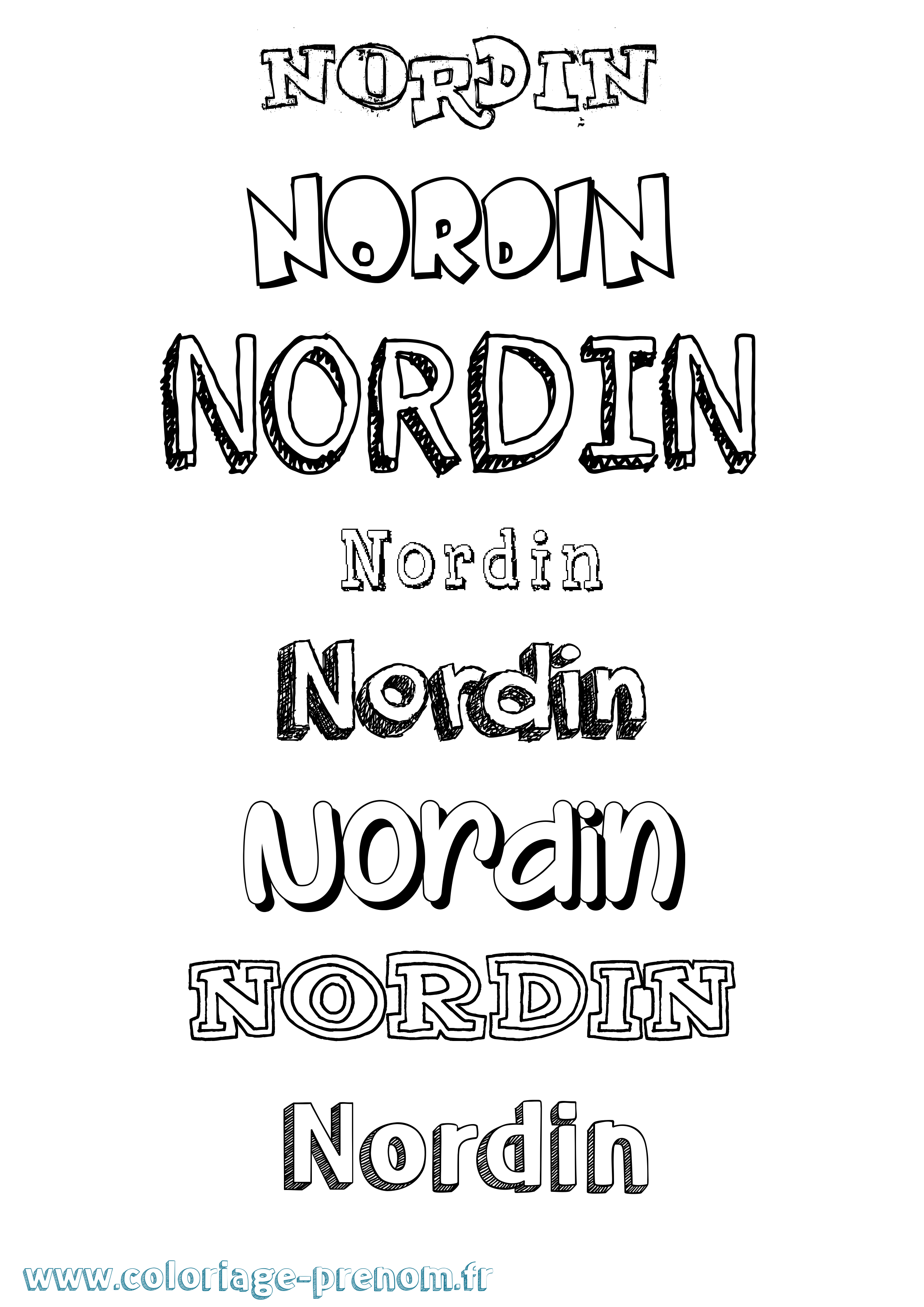 Coloriage Nordin Dessiné Coloriage prénom Nordin Dessiné