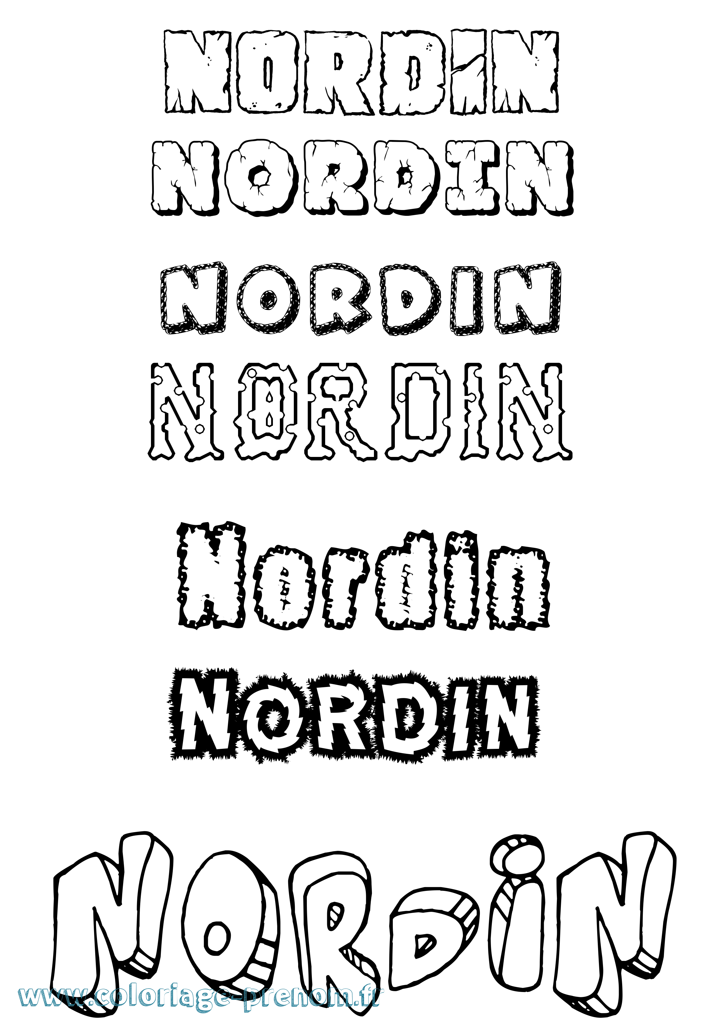 Coloriage Nordin Destructuré Coloriage prénom Nordin Destructuré