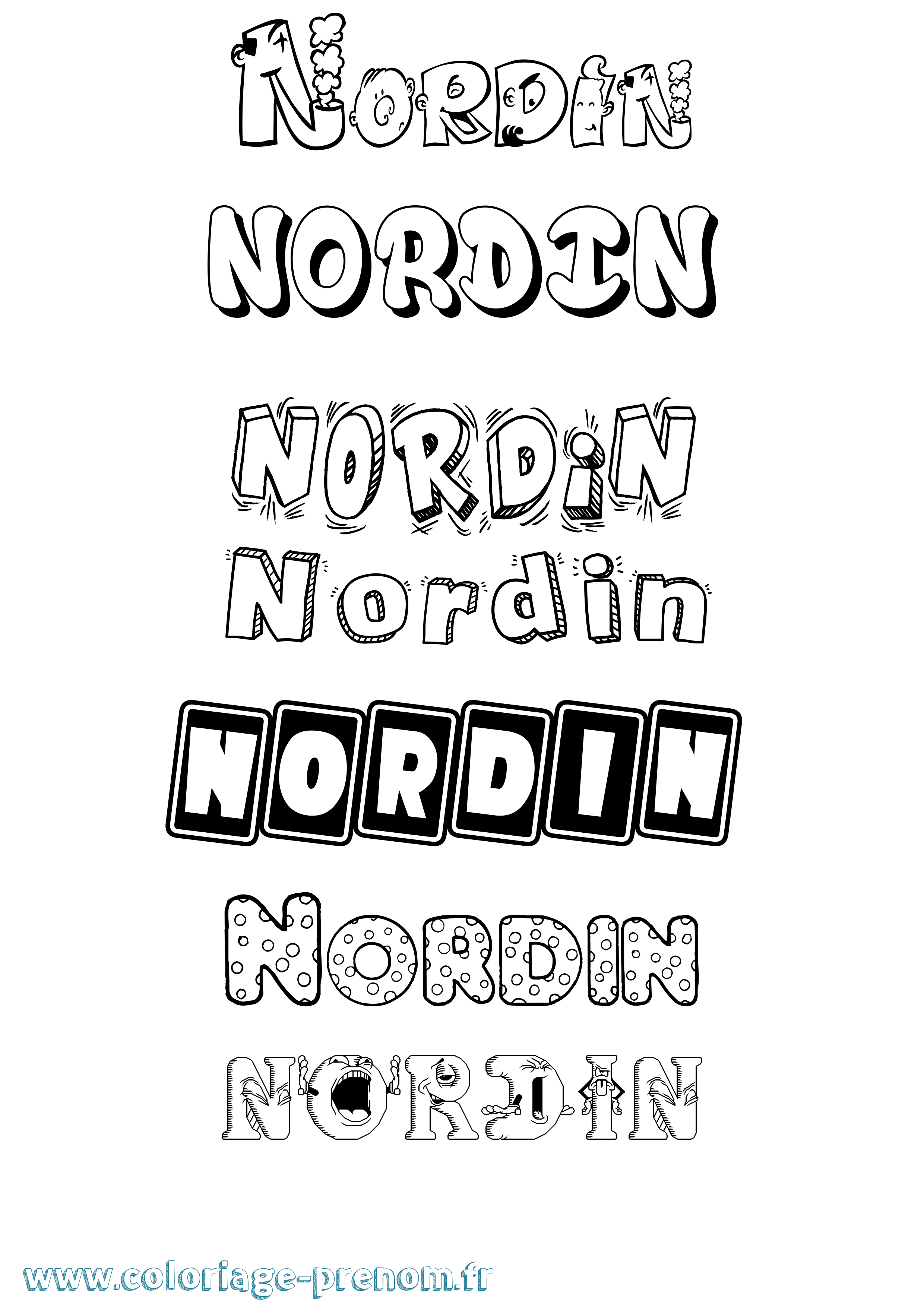 Coloriage Nordin Fun Coloriage prénom Nordin Fun