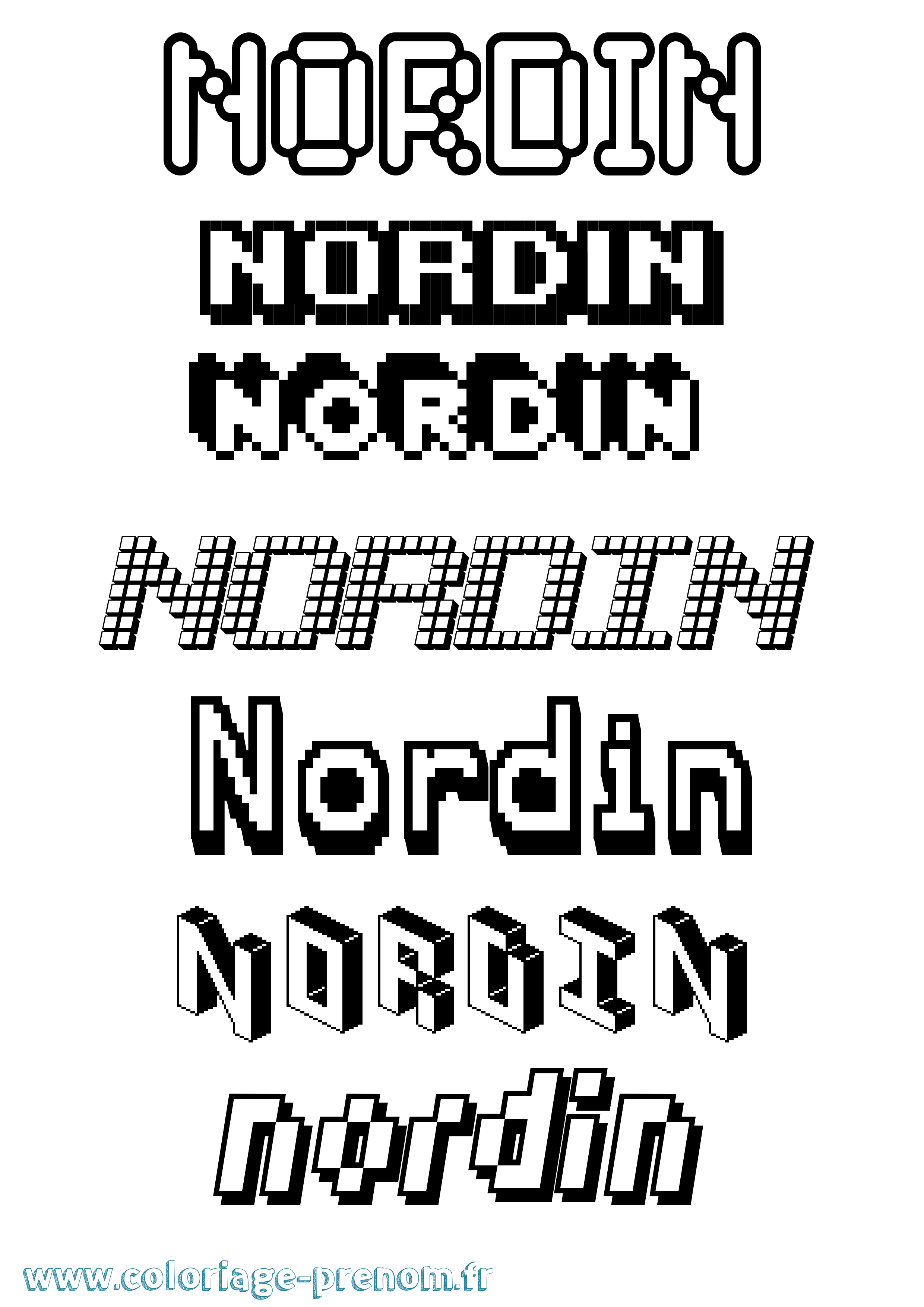 Coloriage Nordin Pixel Coloriage prénom Nordin Pixel