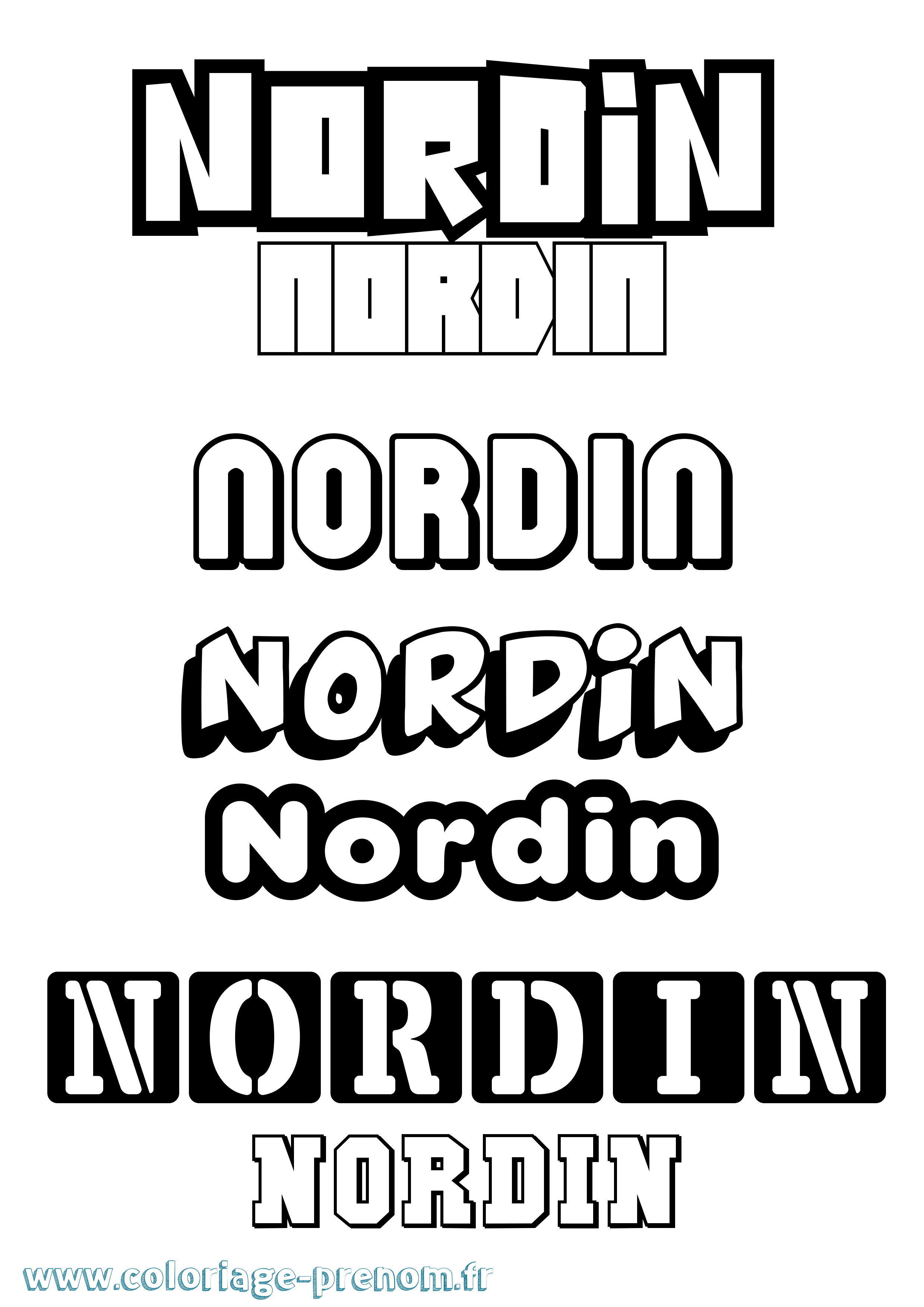 Coloriage Nordin Simple Coloriage prénom Nordin Simple