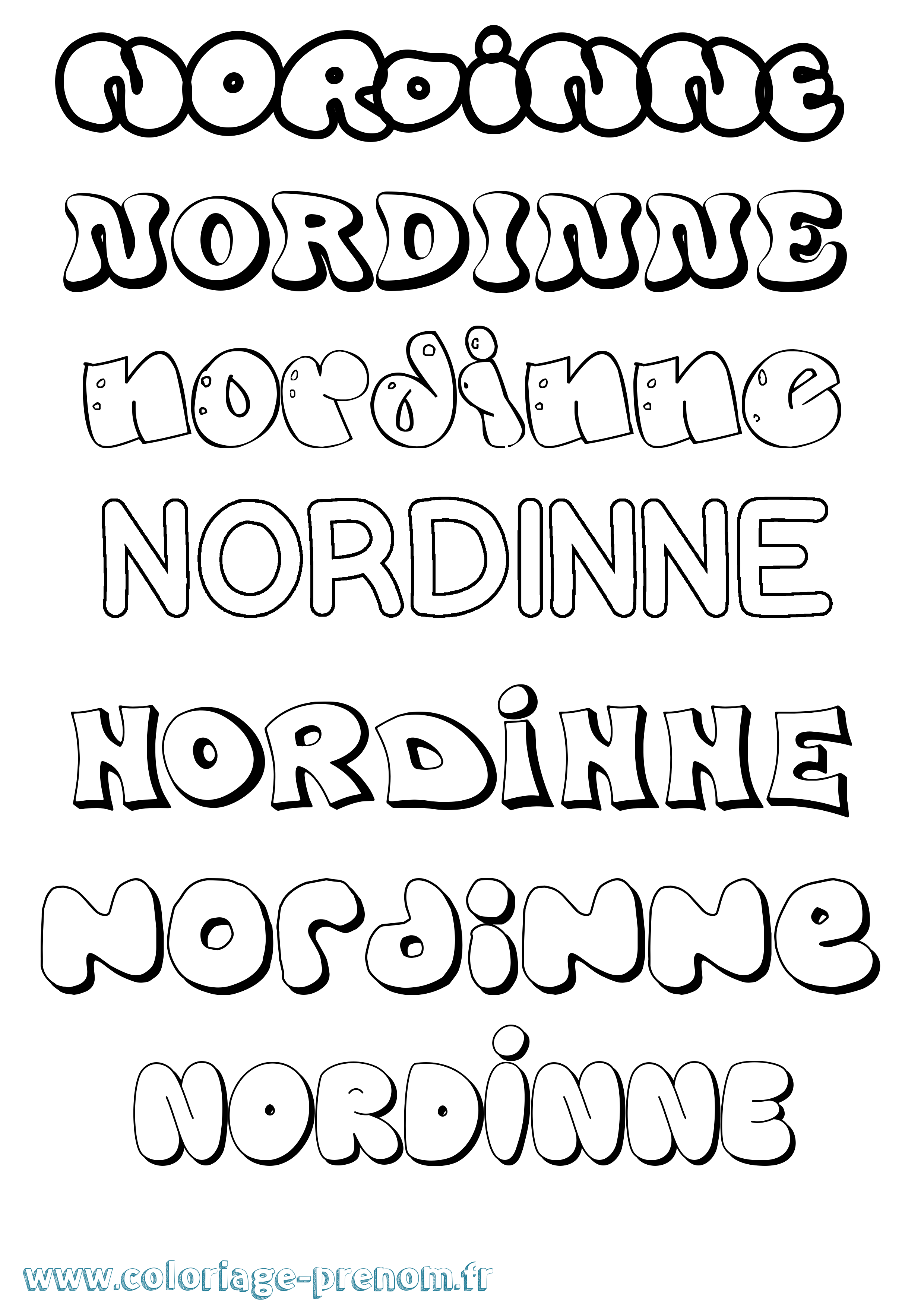 Coloriage Nordinne Bubble Coloriage prénom Nordinne Bubble