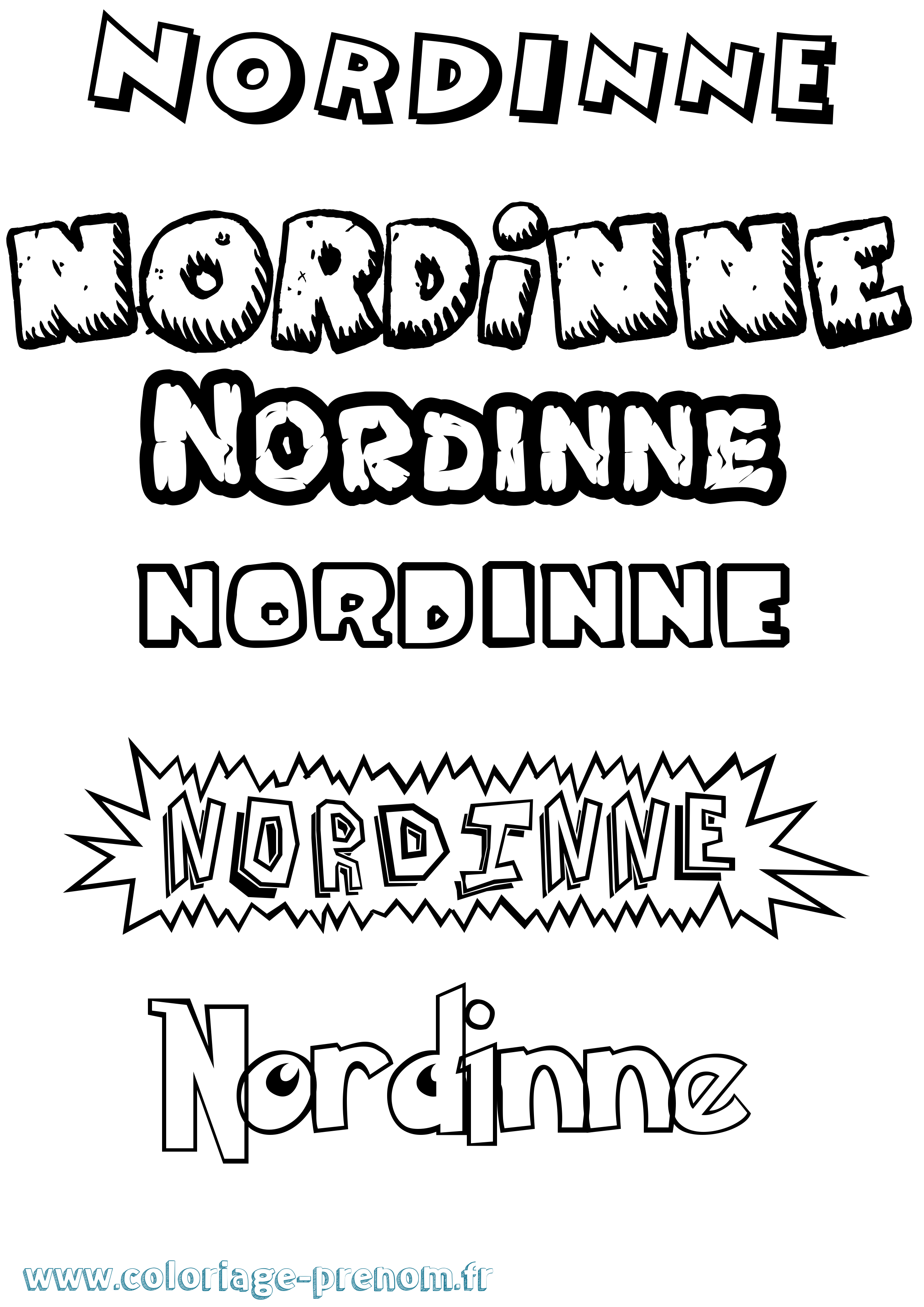 Coloriage Nordinne Dessin Animé Coloriage prénom Nordinne Dessin Animé